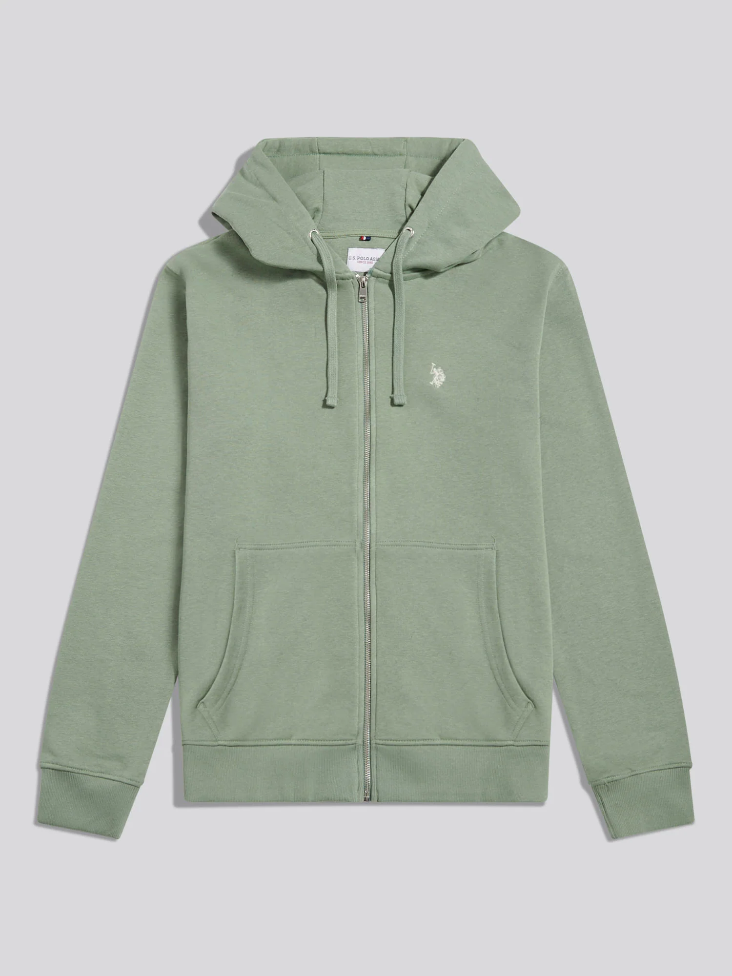 Mens Double Horsemen Loopback Zip Hoodie Sea Spray - Image 7