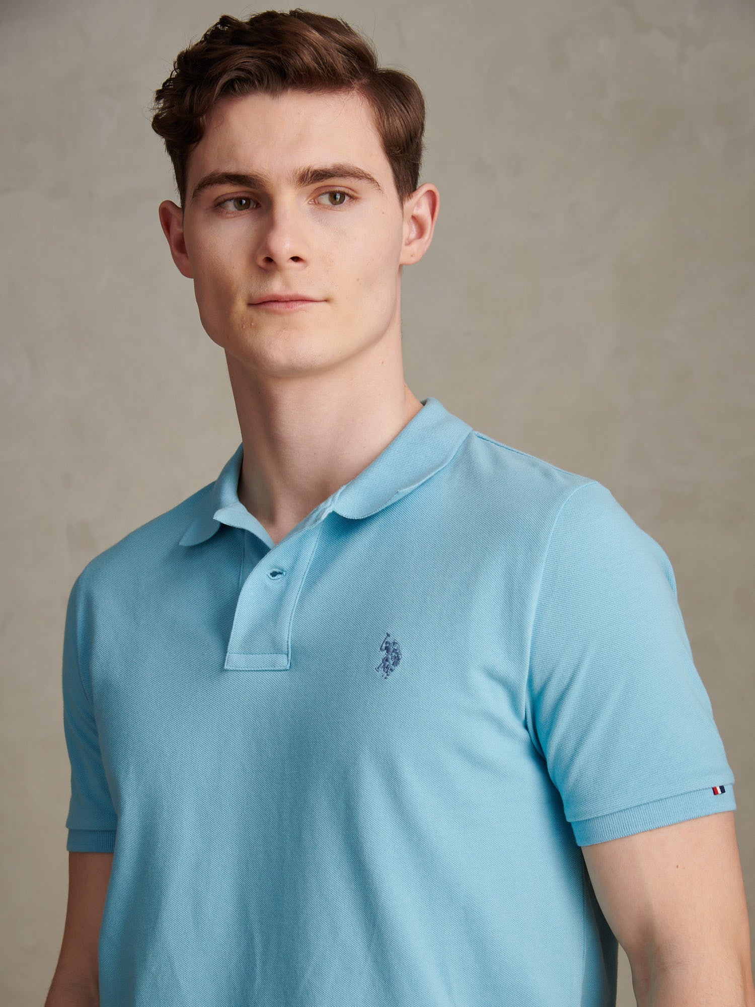 Mens Double Horsemen Polo Shirt Air Blue - Image 2