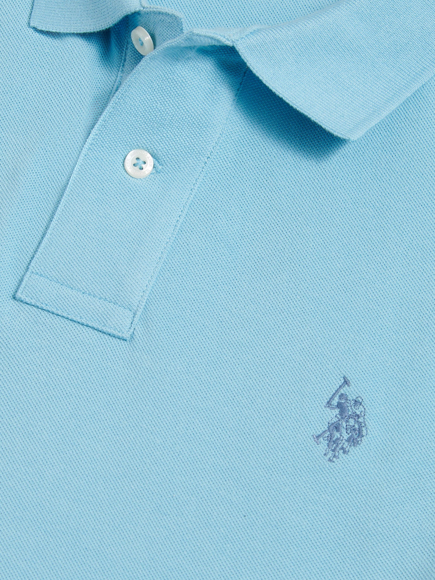 Mens Double Horsemen Polo Shirt Air Blue - Image 8