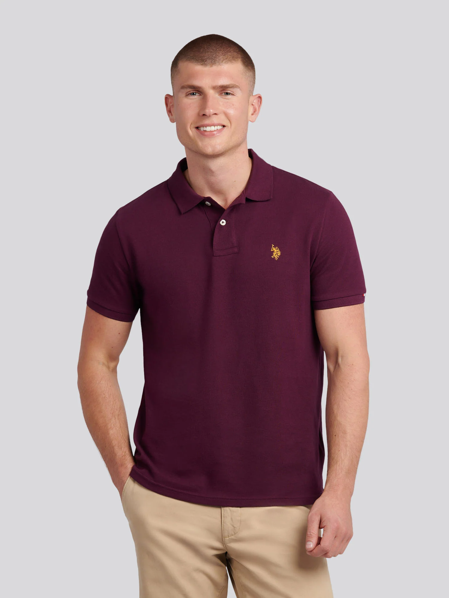 Mens Double Horsemen Polo Shirt Grape Wine