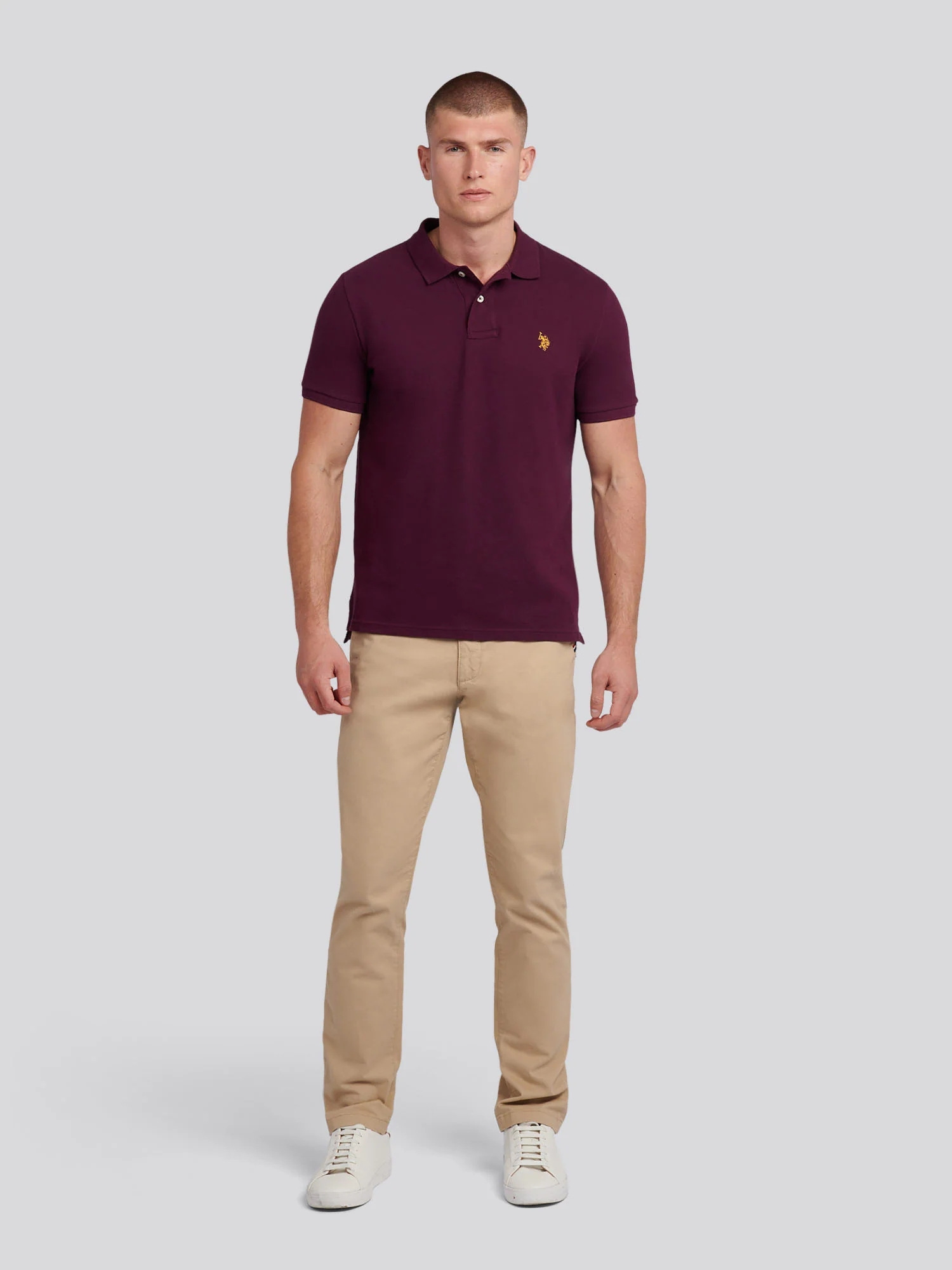 Mens Double Horsemen Polo Shirt Grape Wine - Image 3