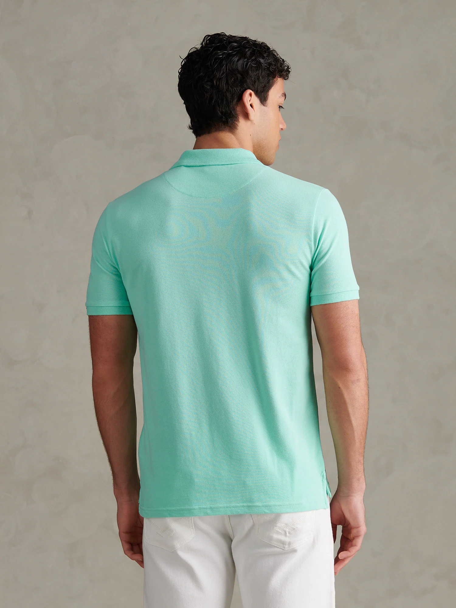 Mens Double Horsemen Polo Shirt Ice Green - Image 4