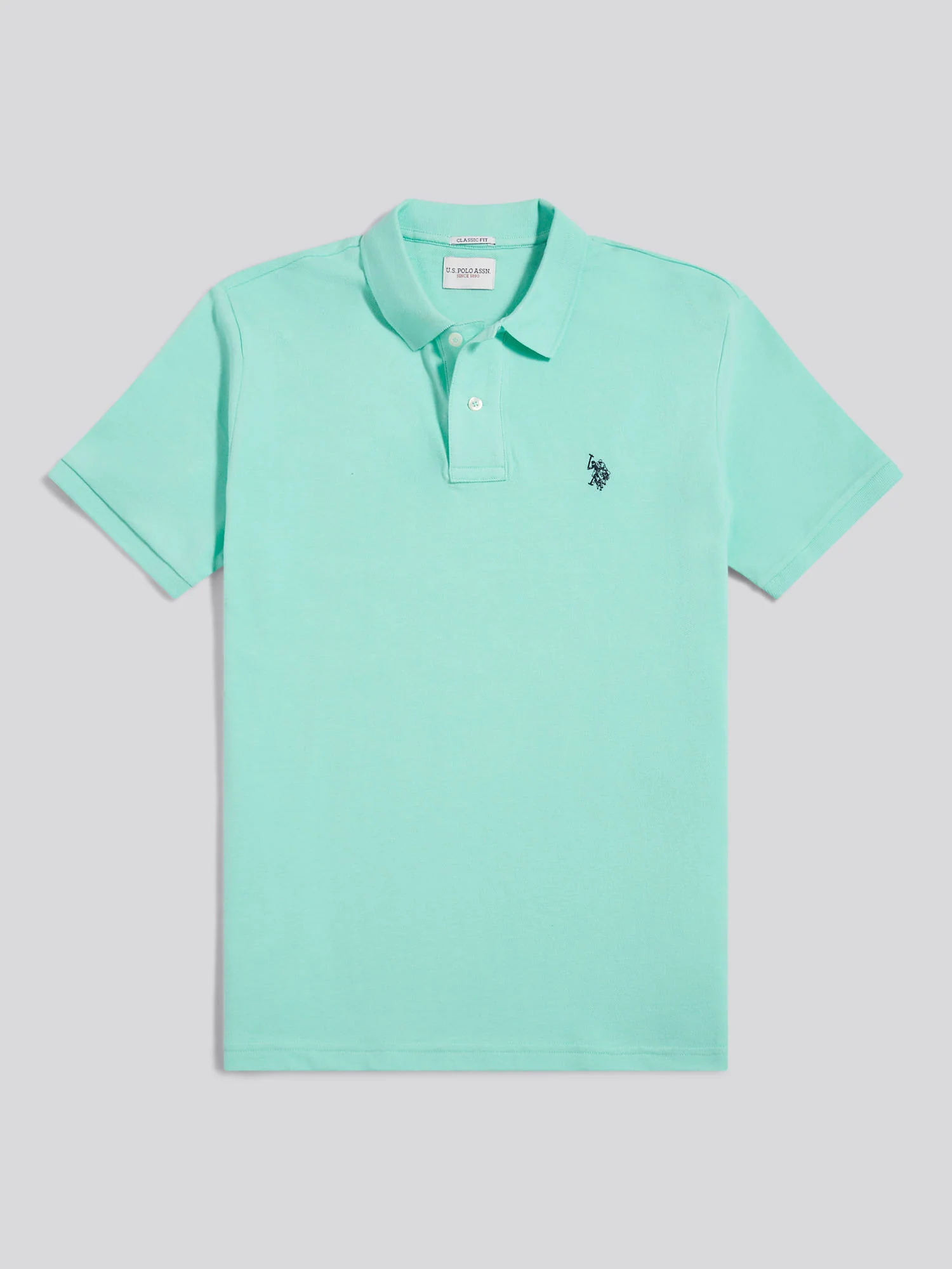 Mens Double Horsemen Polo Shirt Ice Green - Image 7