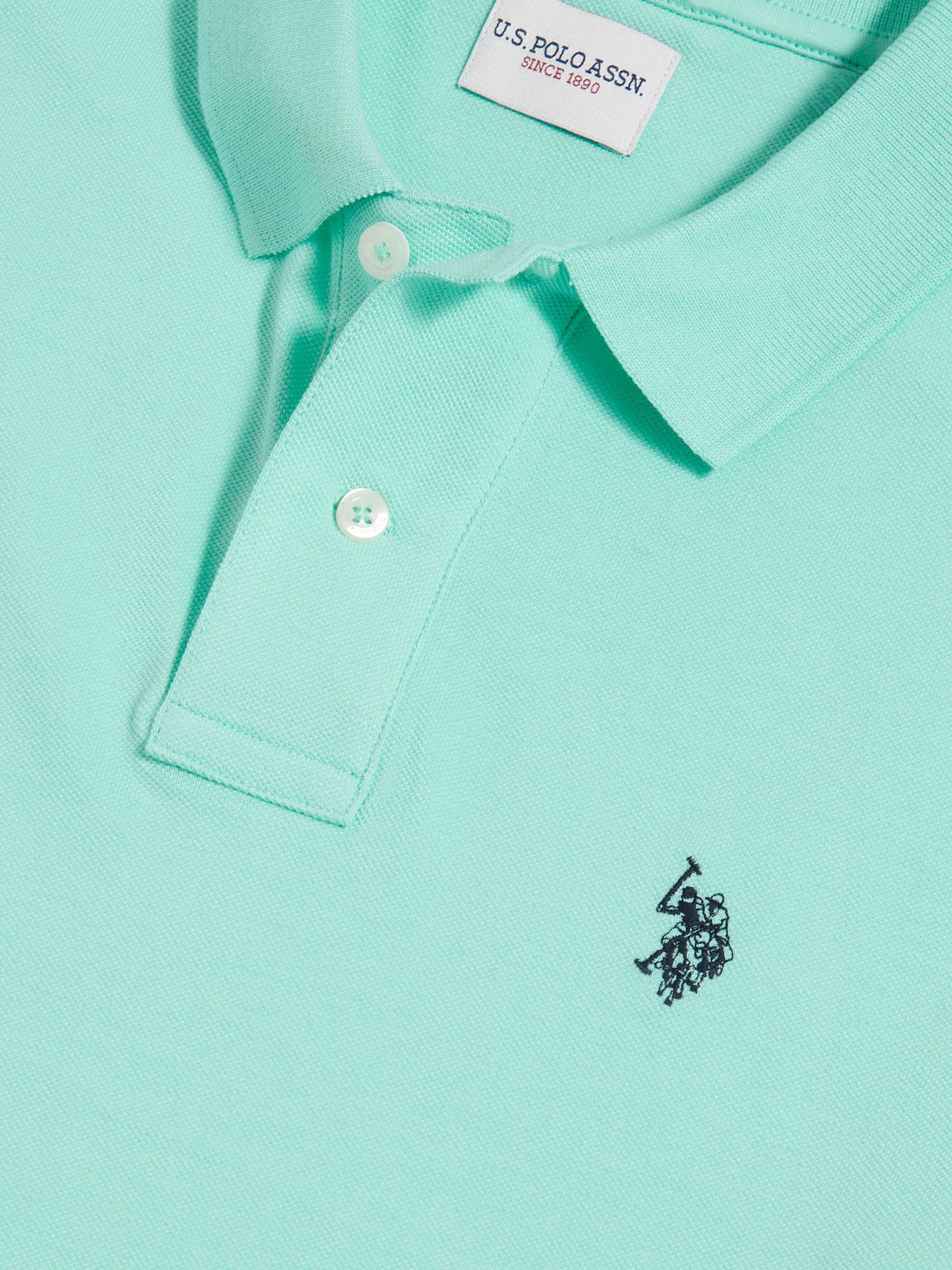 Mens Double Horsemen Polo Shirt Ice Green - Image 9