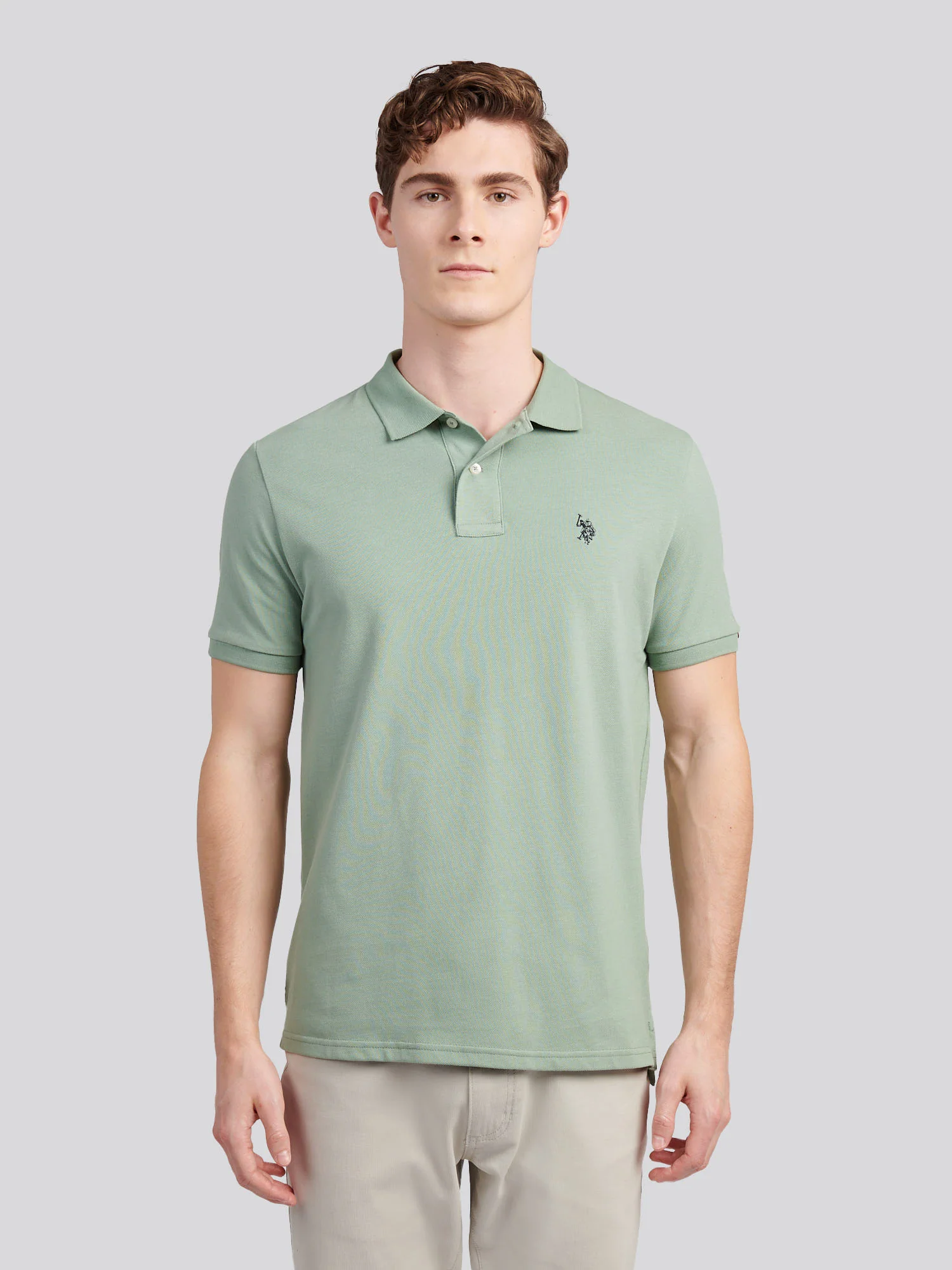 Mens Double Horsemen Polo Shirt Iceberg Green
