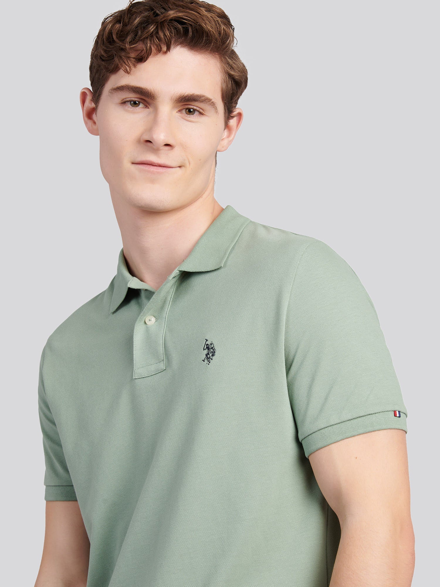 Mens Double Horsemen Polo Shirt Iceberg Green - Image 2