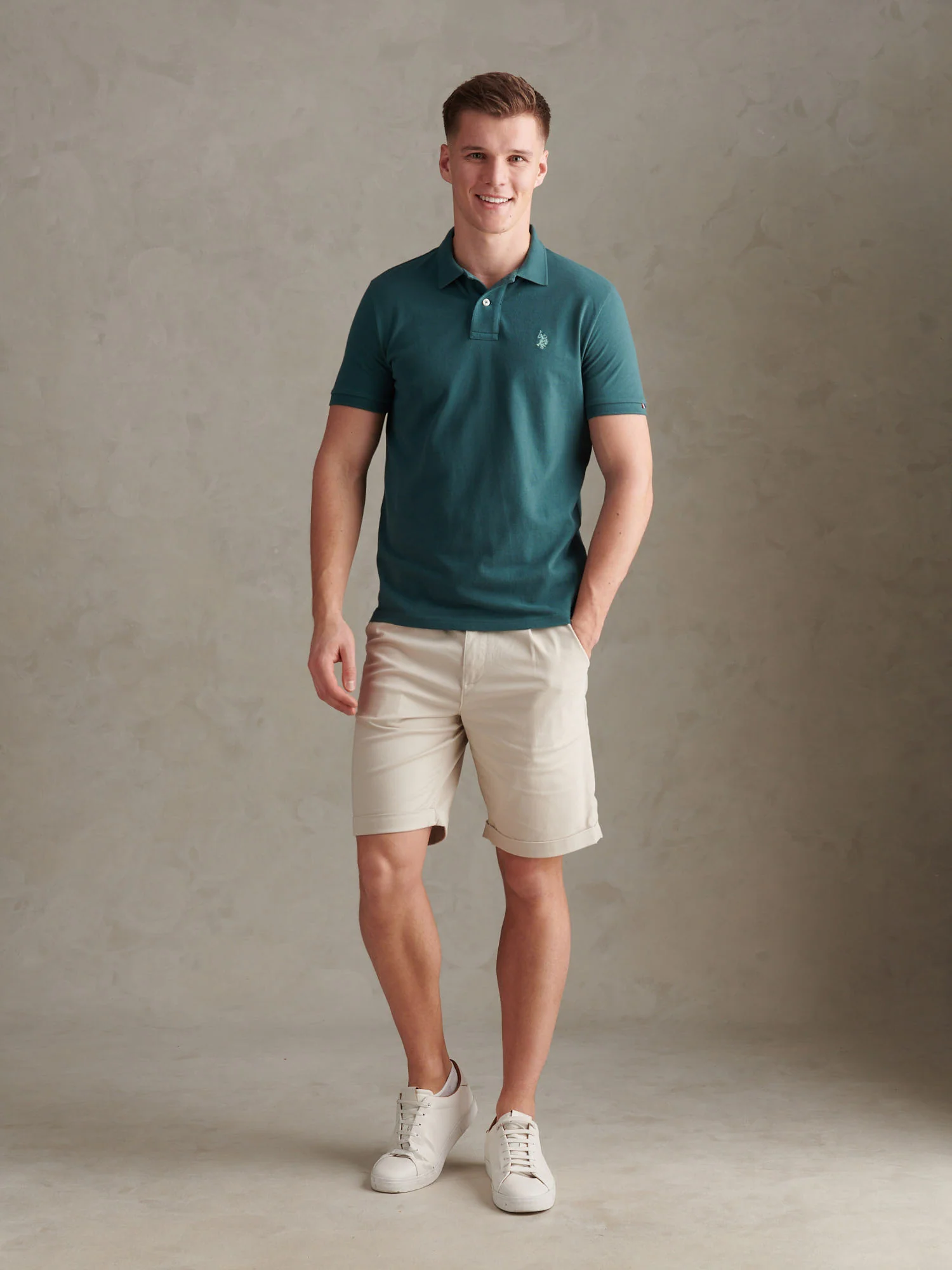 Mens Double Horsemen Polo Shirt Mediterranea - Image 3