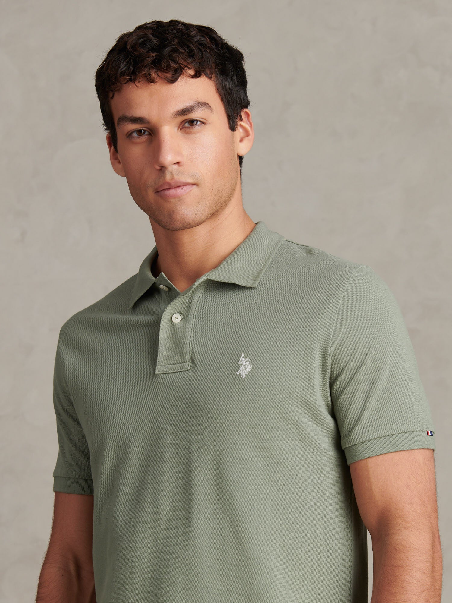 Mens Double Horsemen Polo Shirt Sea Spray - Image 2