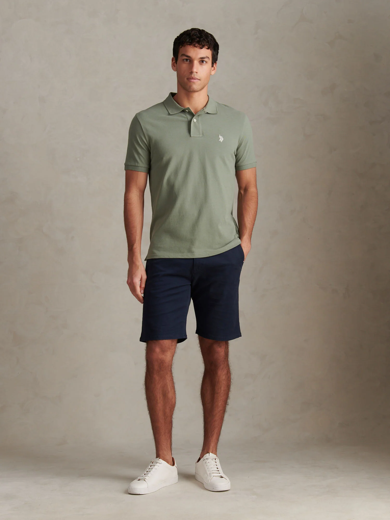 Mens Double Horsemen Polo Shirt Sea Spray - Image 3
