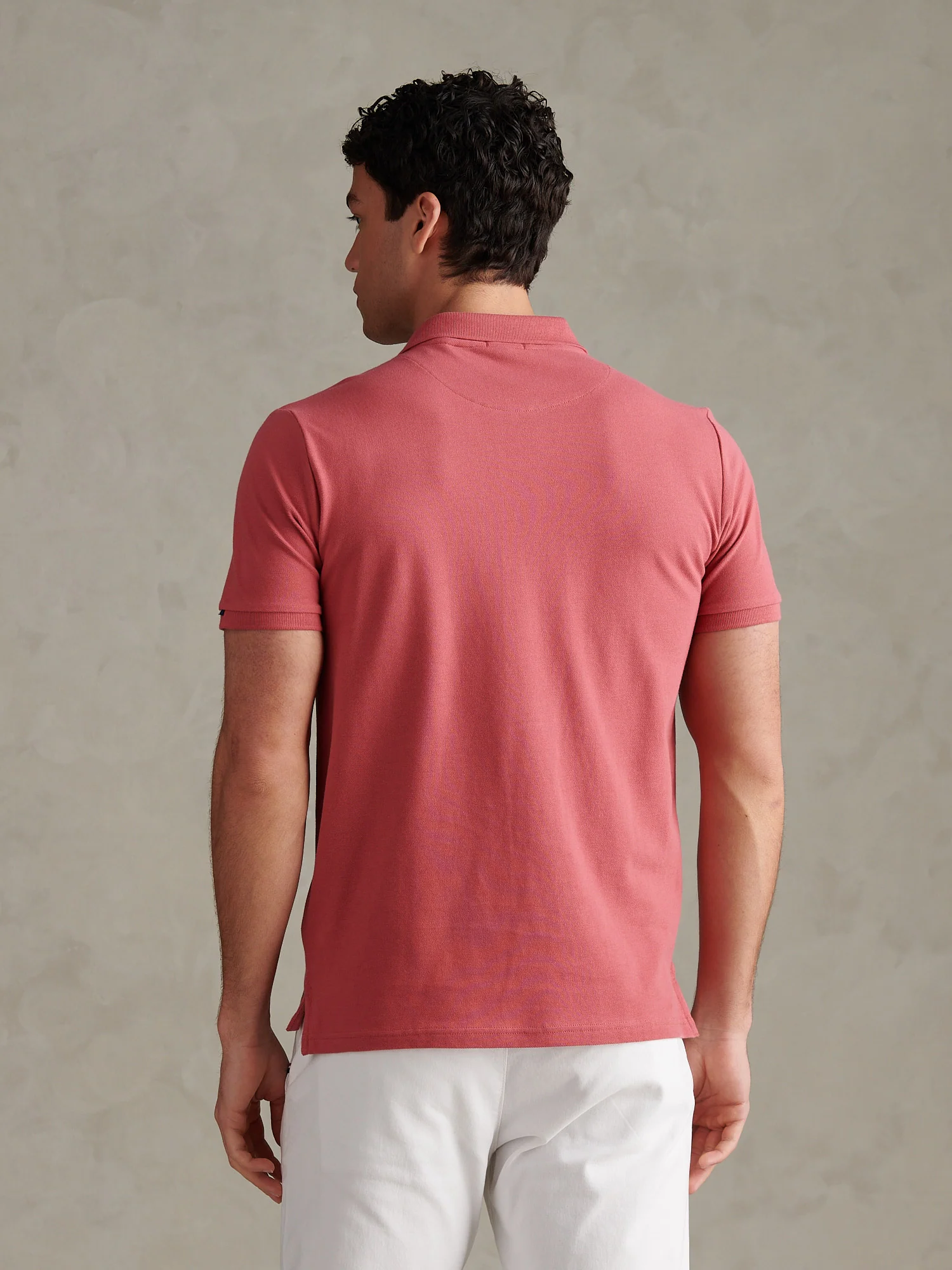 Mens Double Horsemen Polo Shirt Slate Rose - Image 4