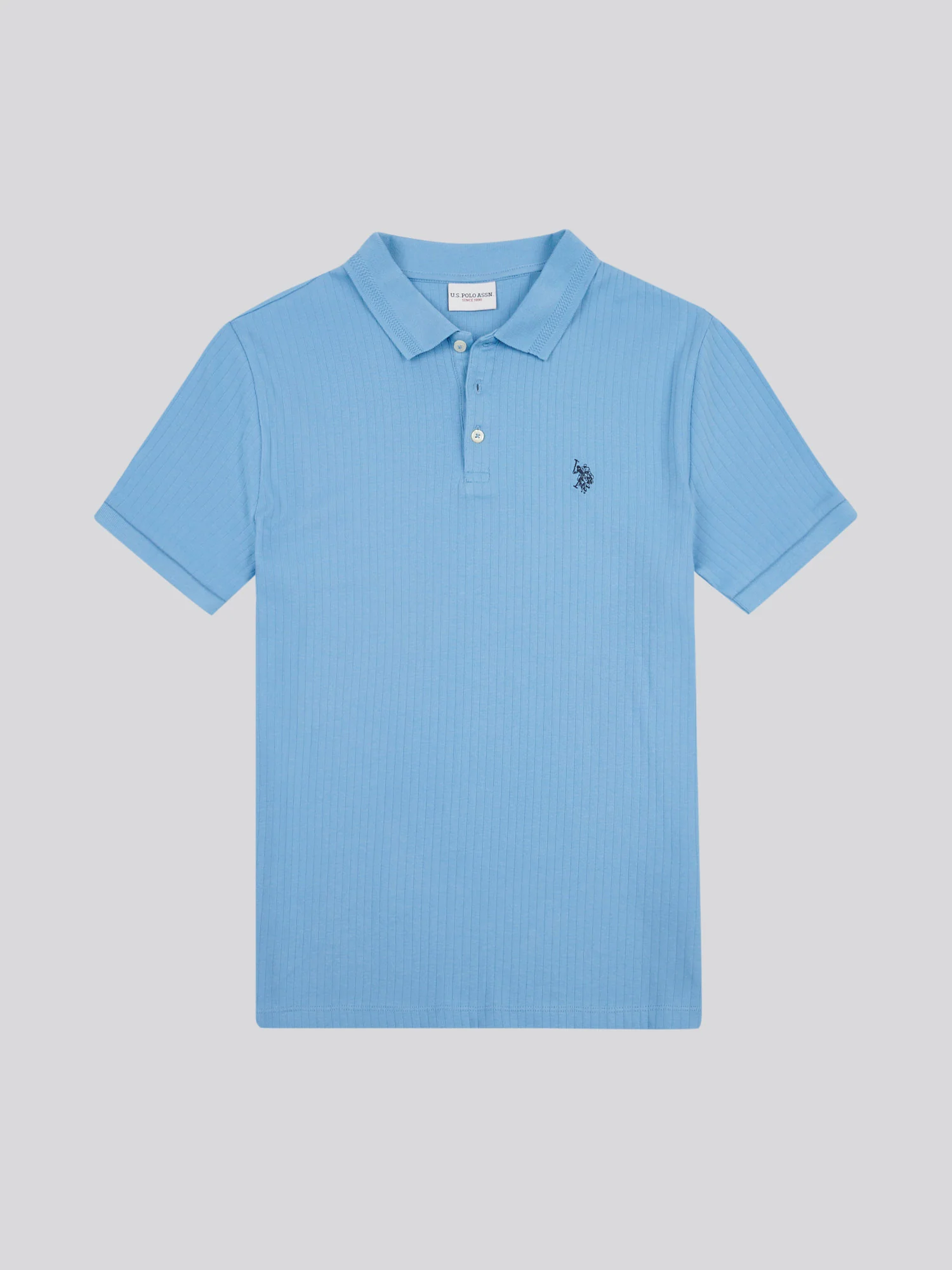 Mens Double Horsemen Rib Polo Shirt in Allure - Image 5