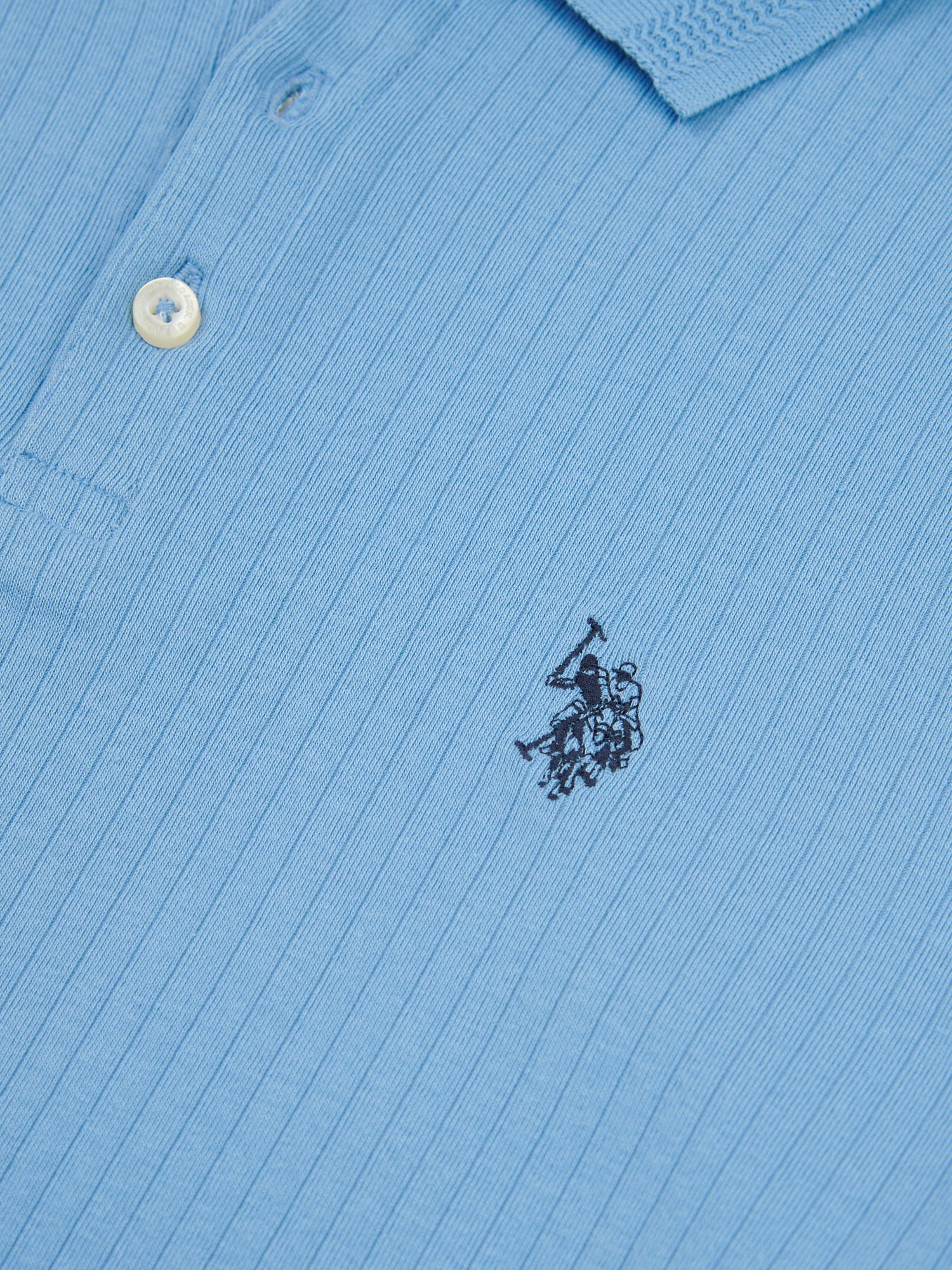 Mens Double Horsemen Rib Polo Shirt in Allure - Image 7