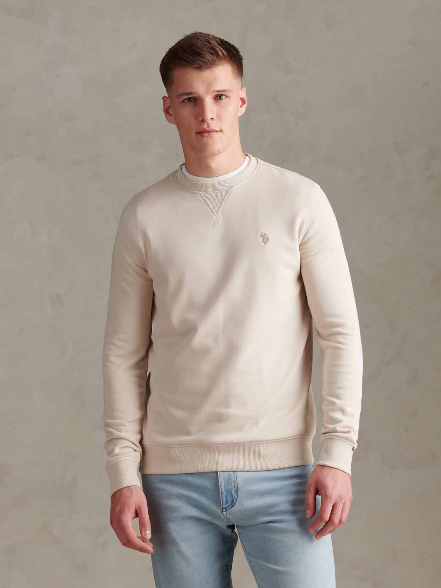 Mens Double Horsemen Sweatshirt Beige
