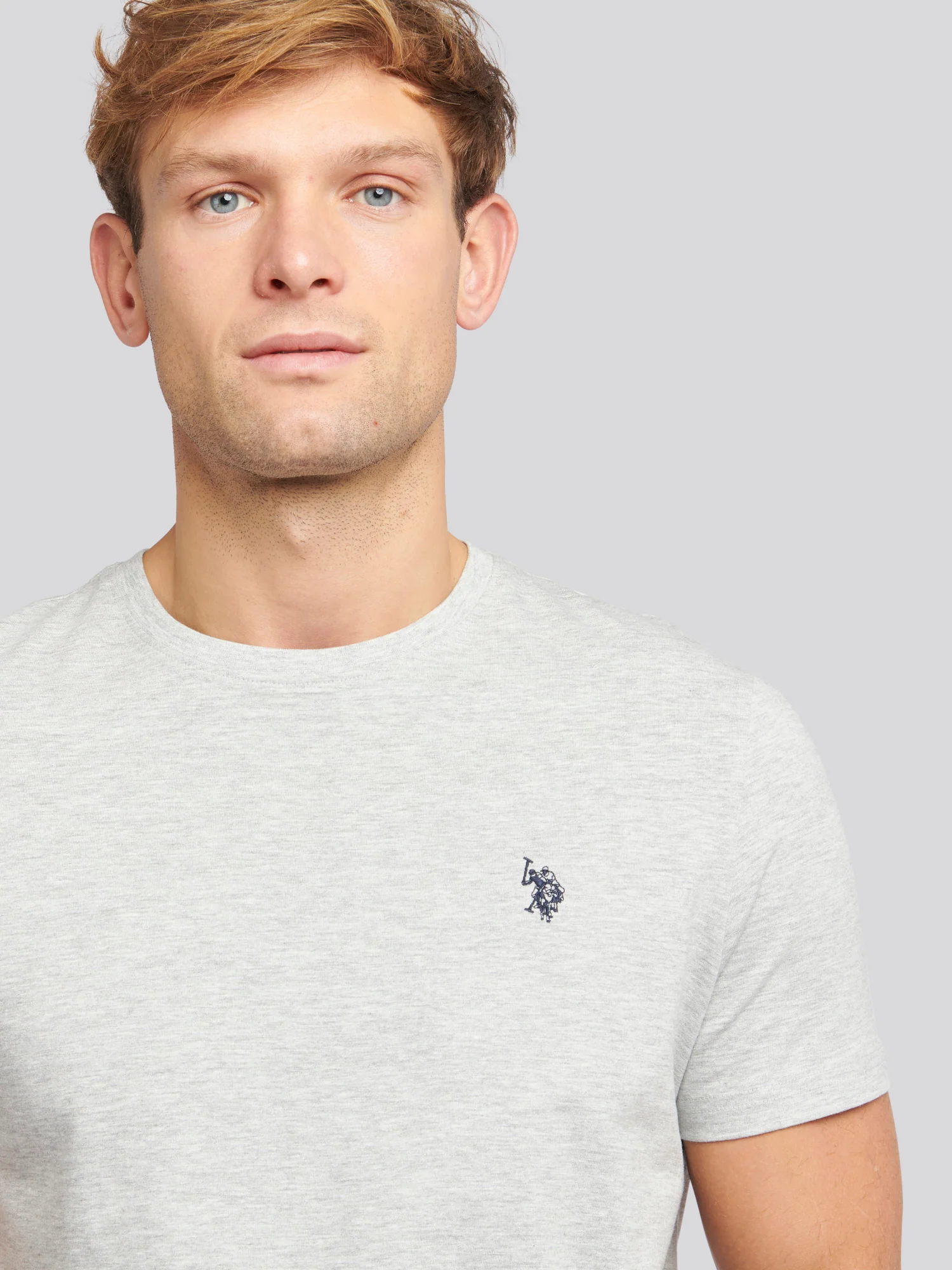 Mens Double Horsemen T-Shirt Mid Grey Marl - Image 2