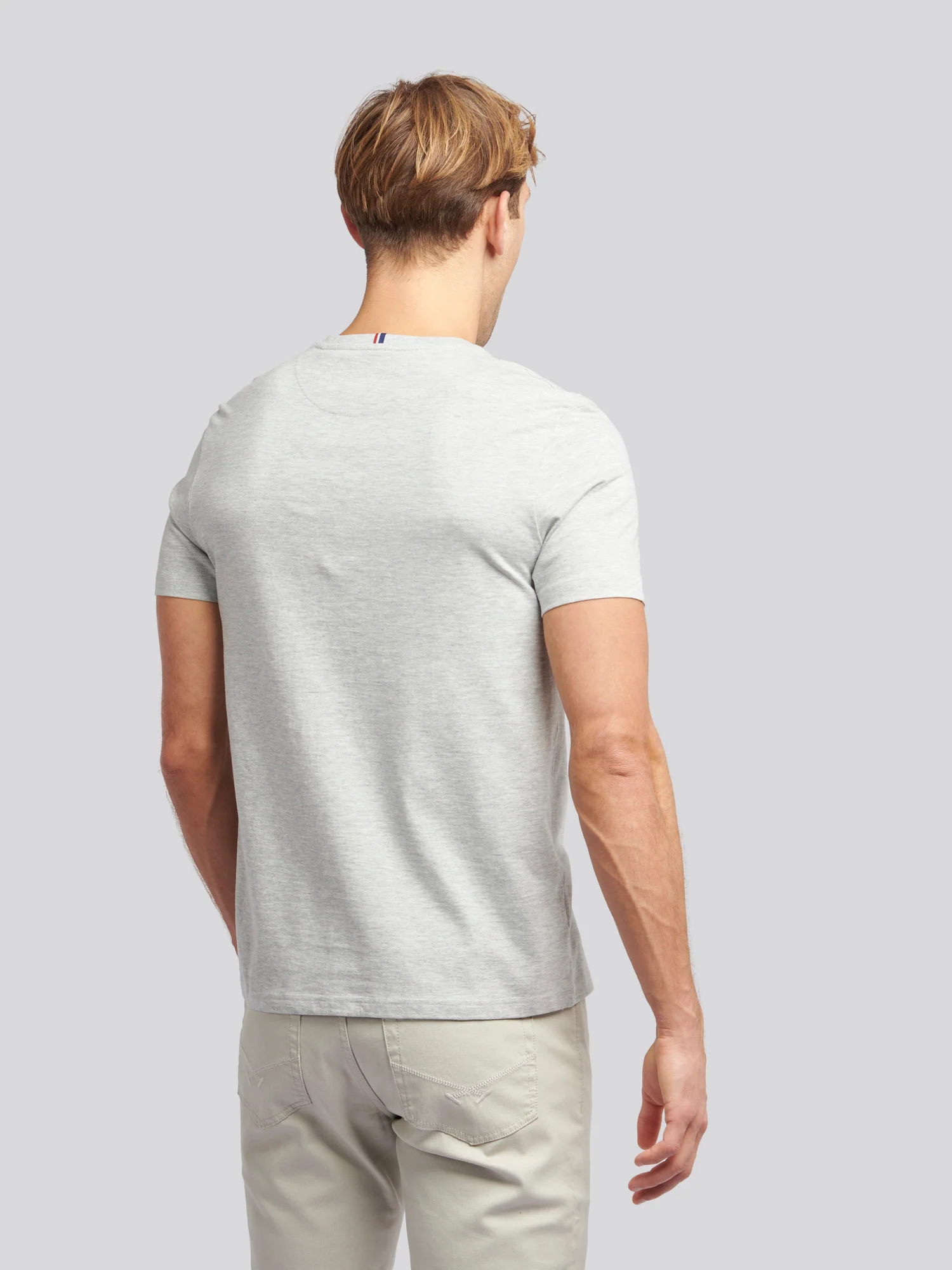 Mens Double Horsemen T-Shirt Mid Grey Marl - Image 4