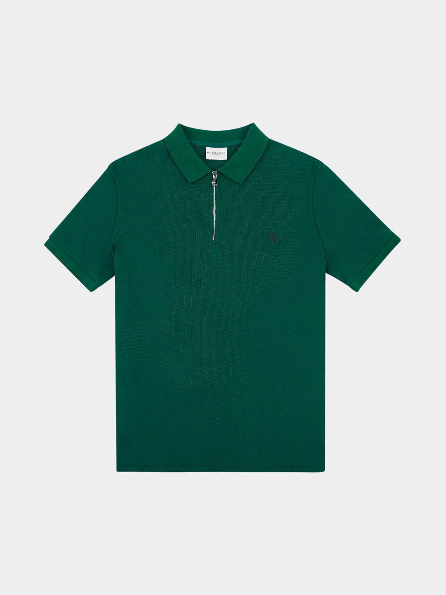 Mens Double Horsemen Texture Polo Shirt in Rain Forest - Image 5