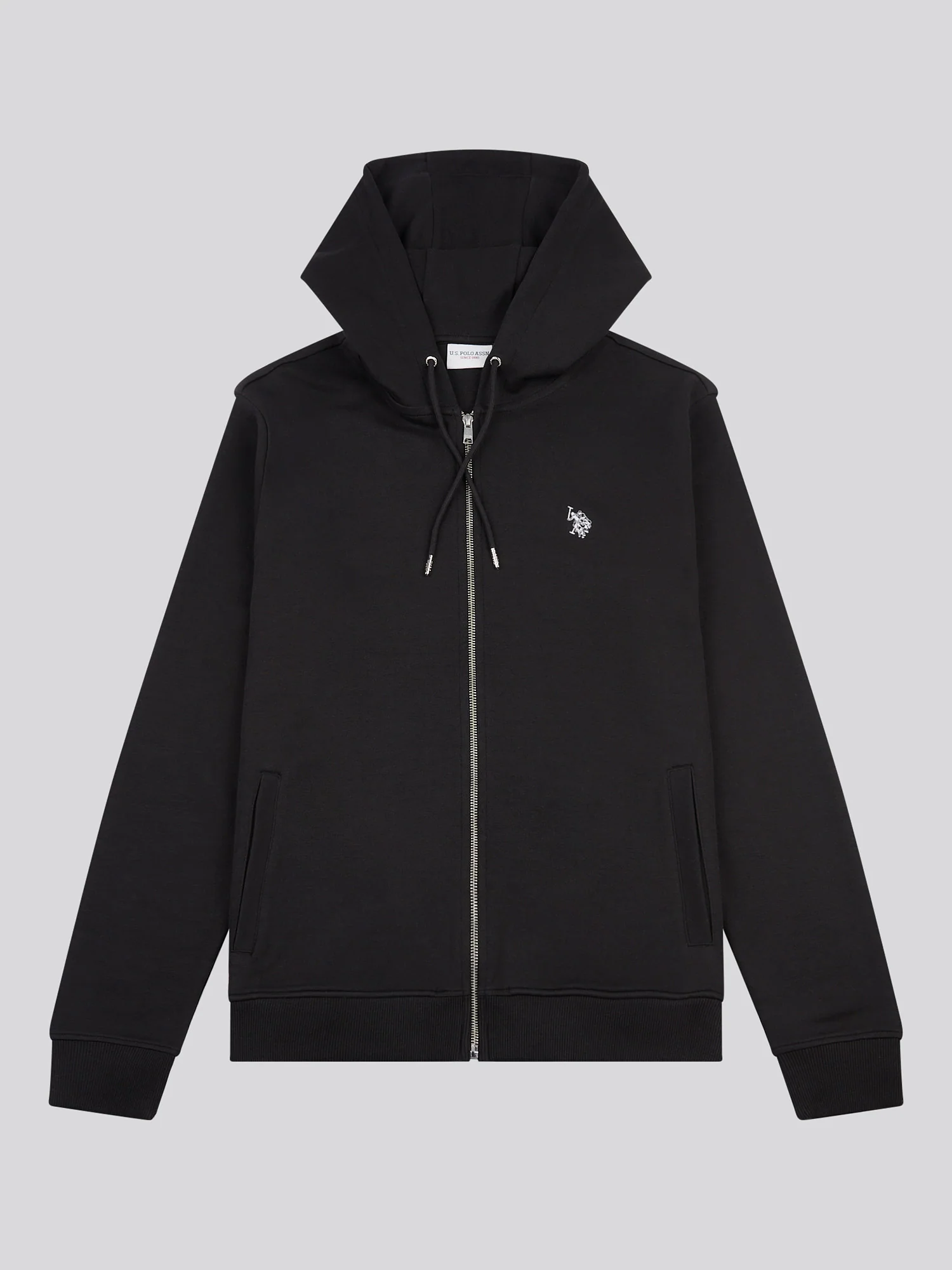 Mens Double Horsemen Zip Hoodie in Black Bright White DHM - Image 5