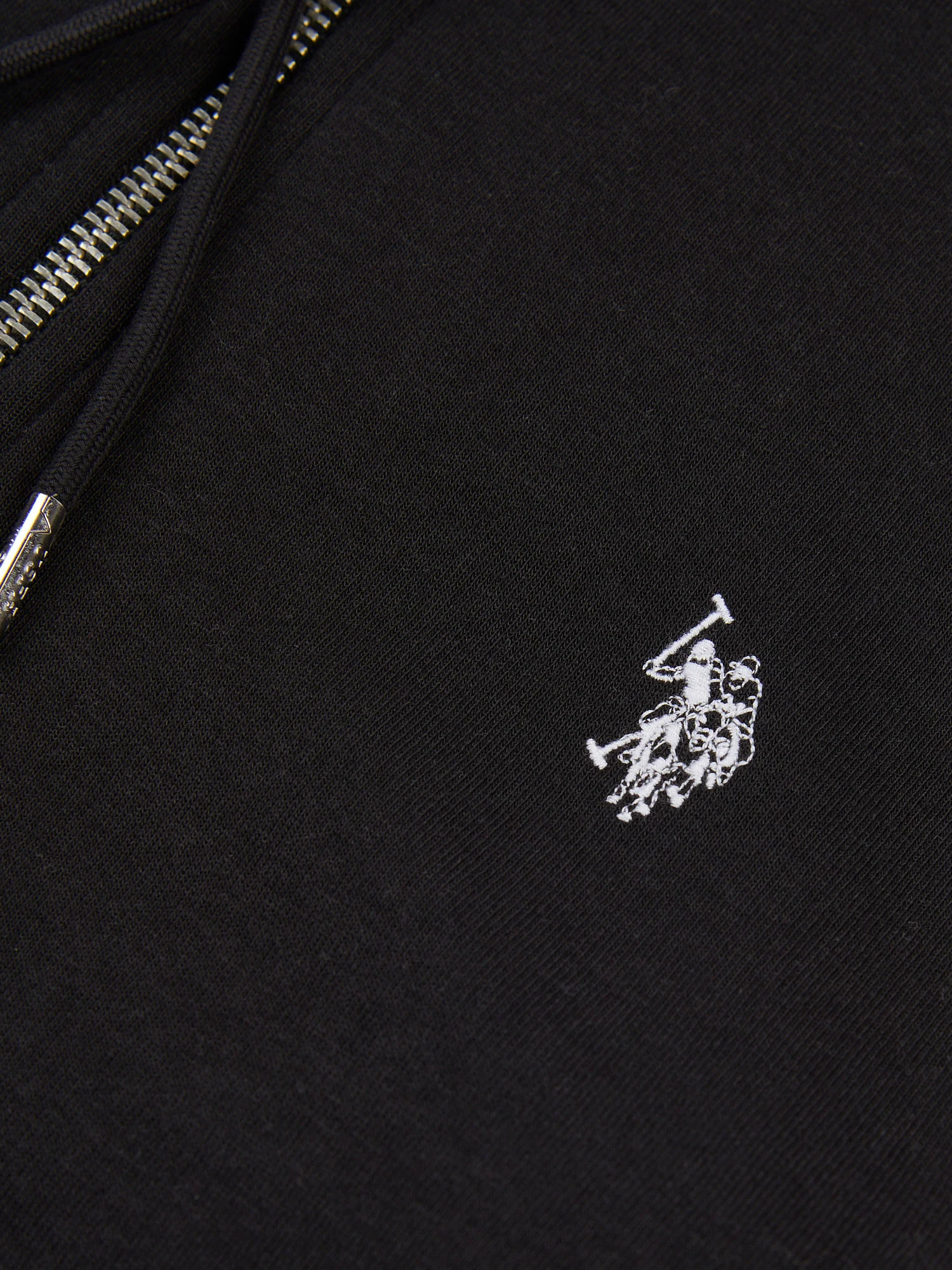 Mens Double Horsemen Zip Hoodie in Black Bright White DHM - Image 7
