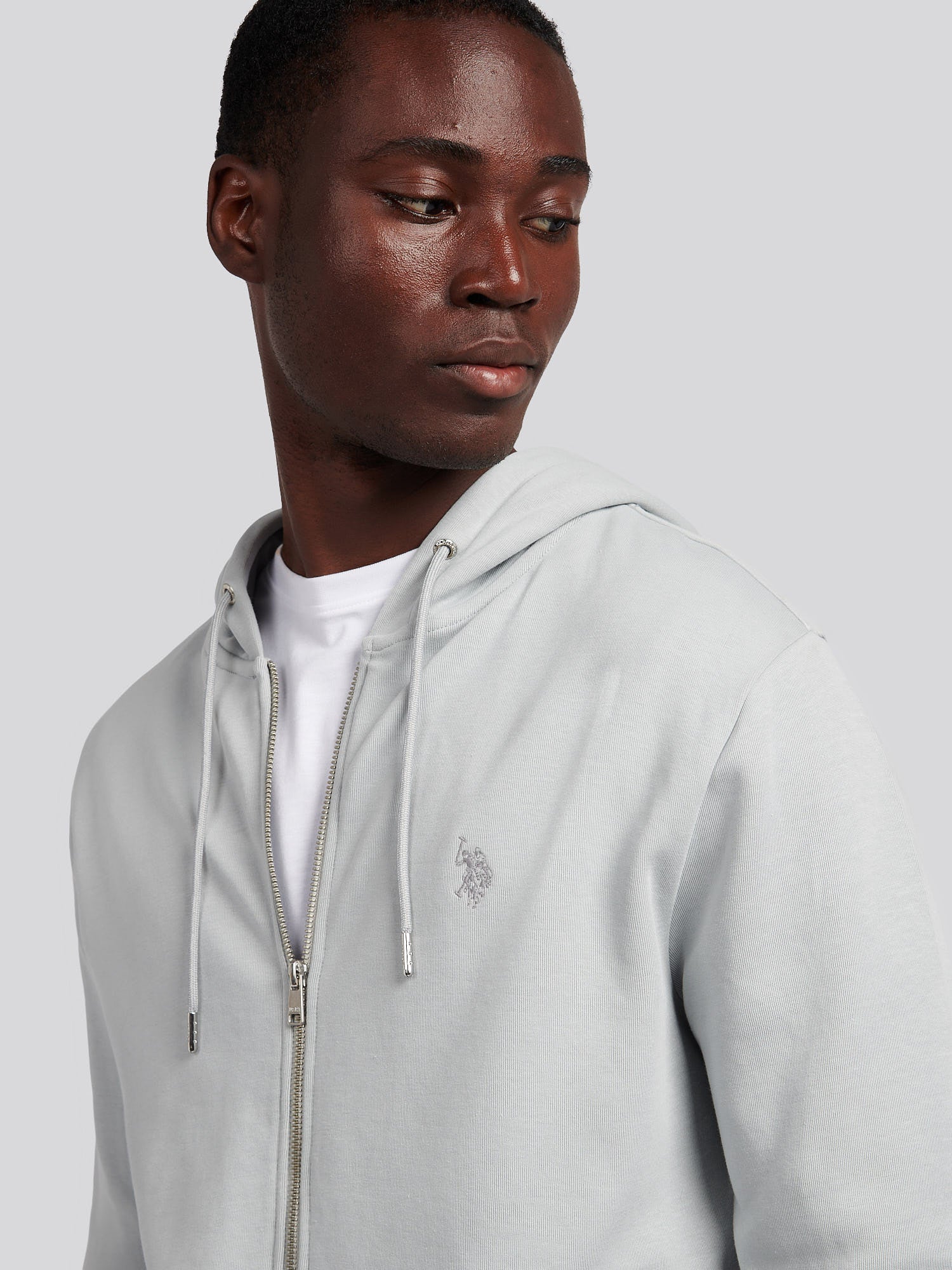 Mens Double Horsemen Zip Hoodie in High Rise - Image 3