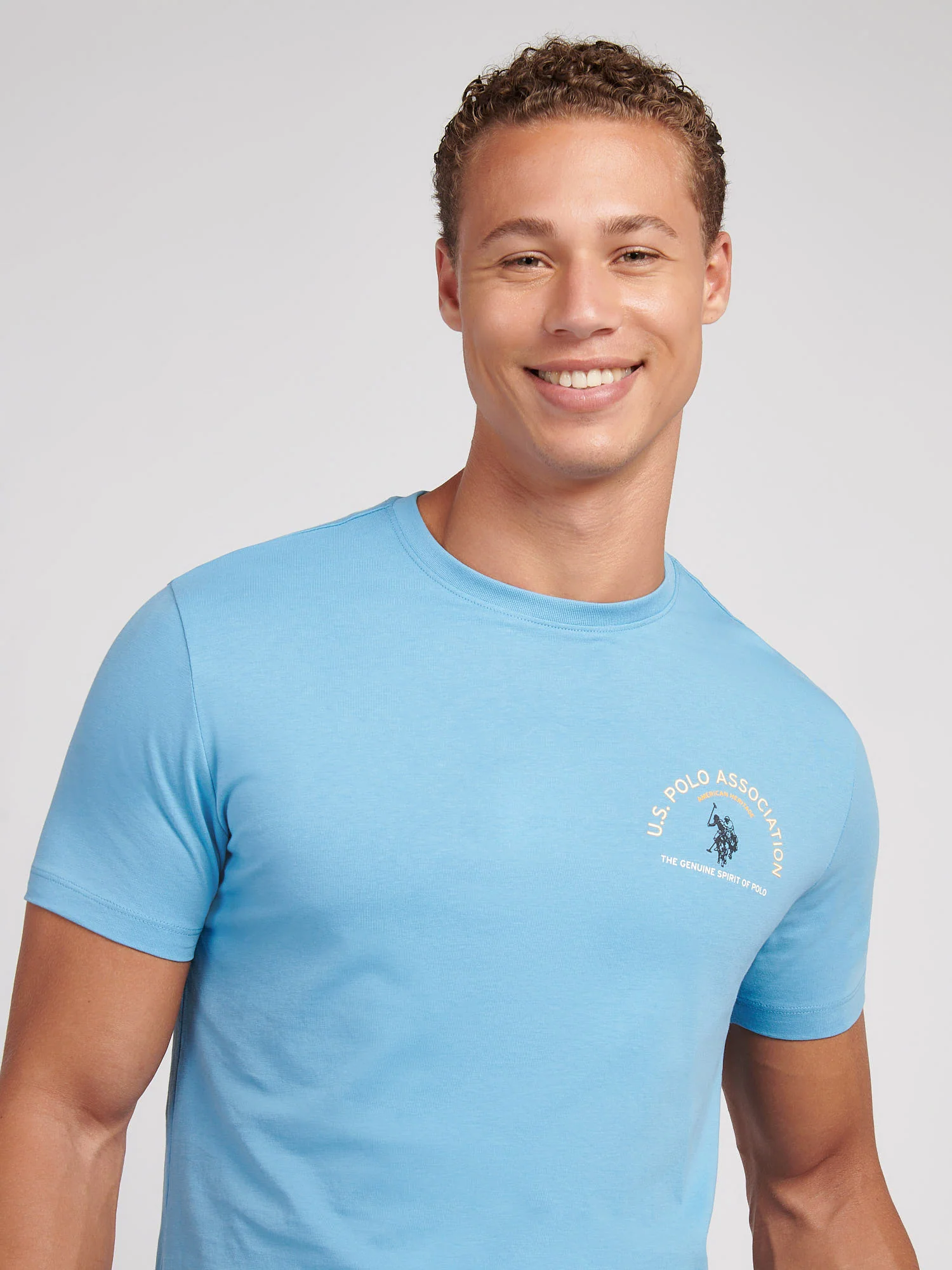 Mens Front/Back Print Graphic T-Shirt in Heritage Blue - Image 2