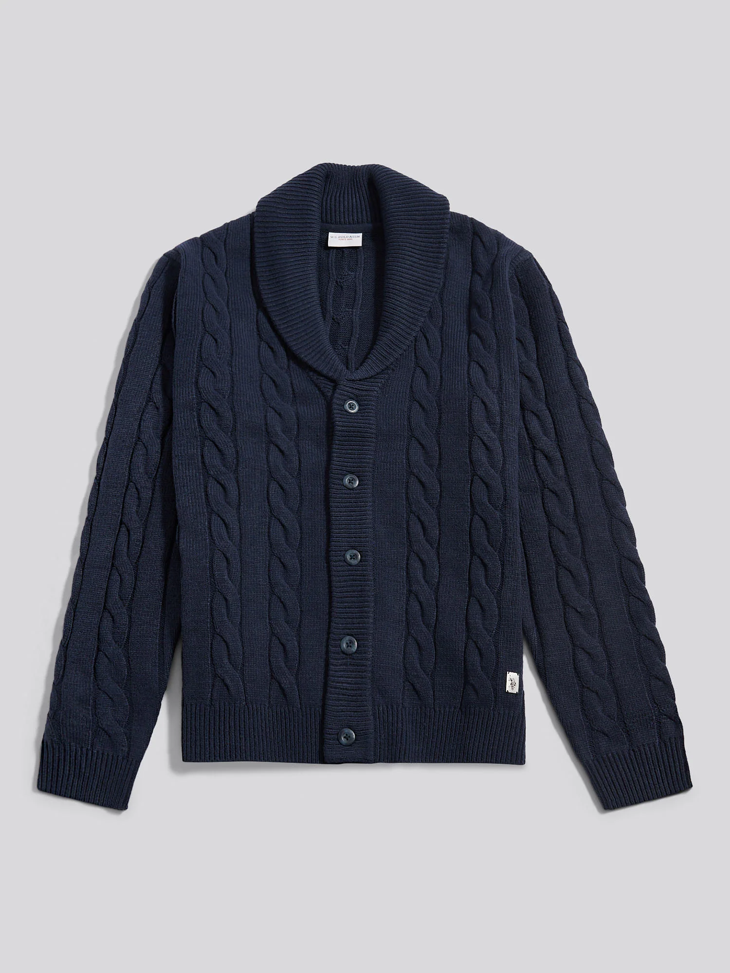Mens Half Cardigan Stitch Knit Cardigan in Dark Sapphire Navy - Image 5