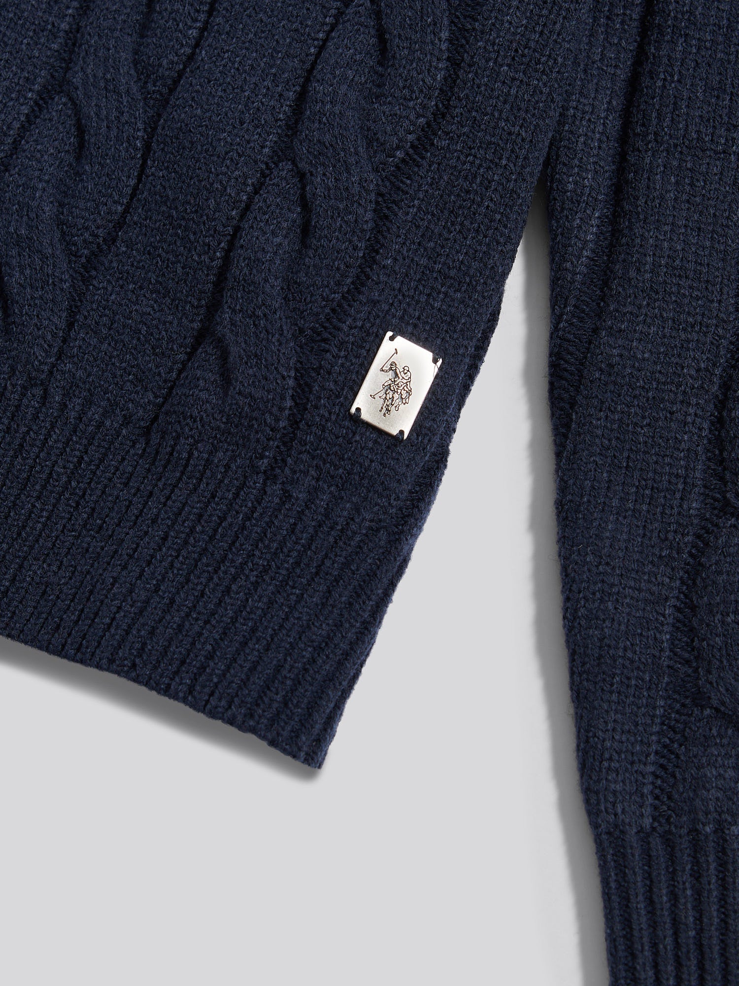 Mens Half Cardigan Stitch Knit Cardigan in Dark Sapphire Navy - Image 7