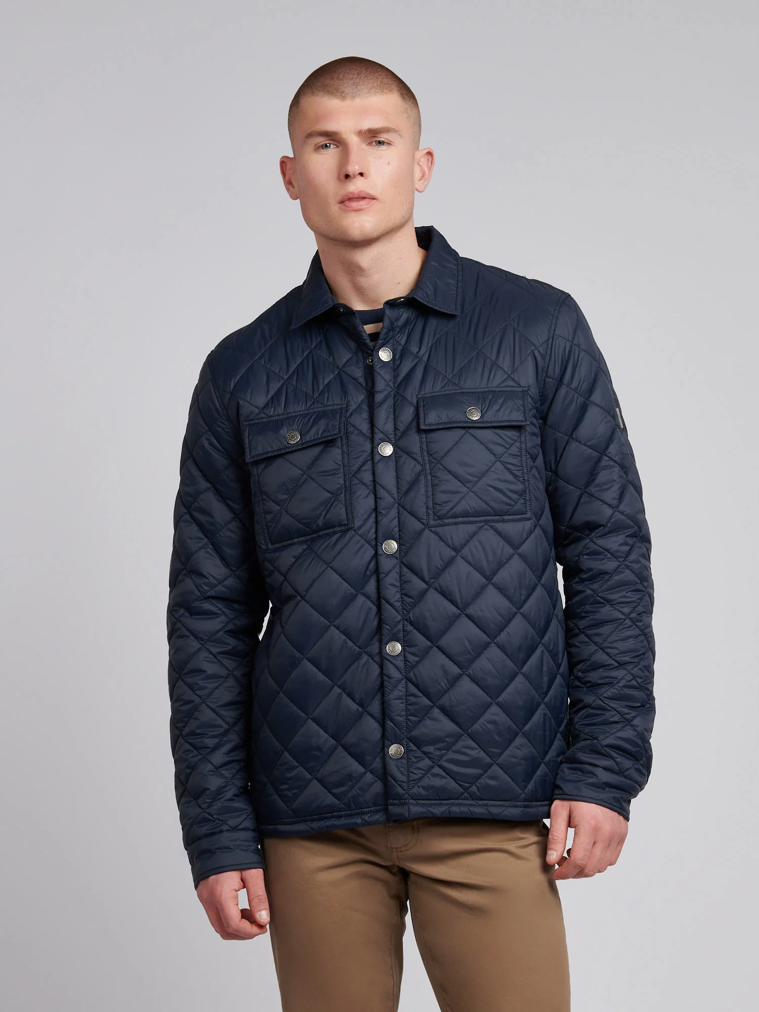 Mens Lightweight Diamond Quilted Jacket in Dark Sapphire Navy