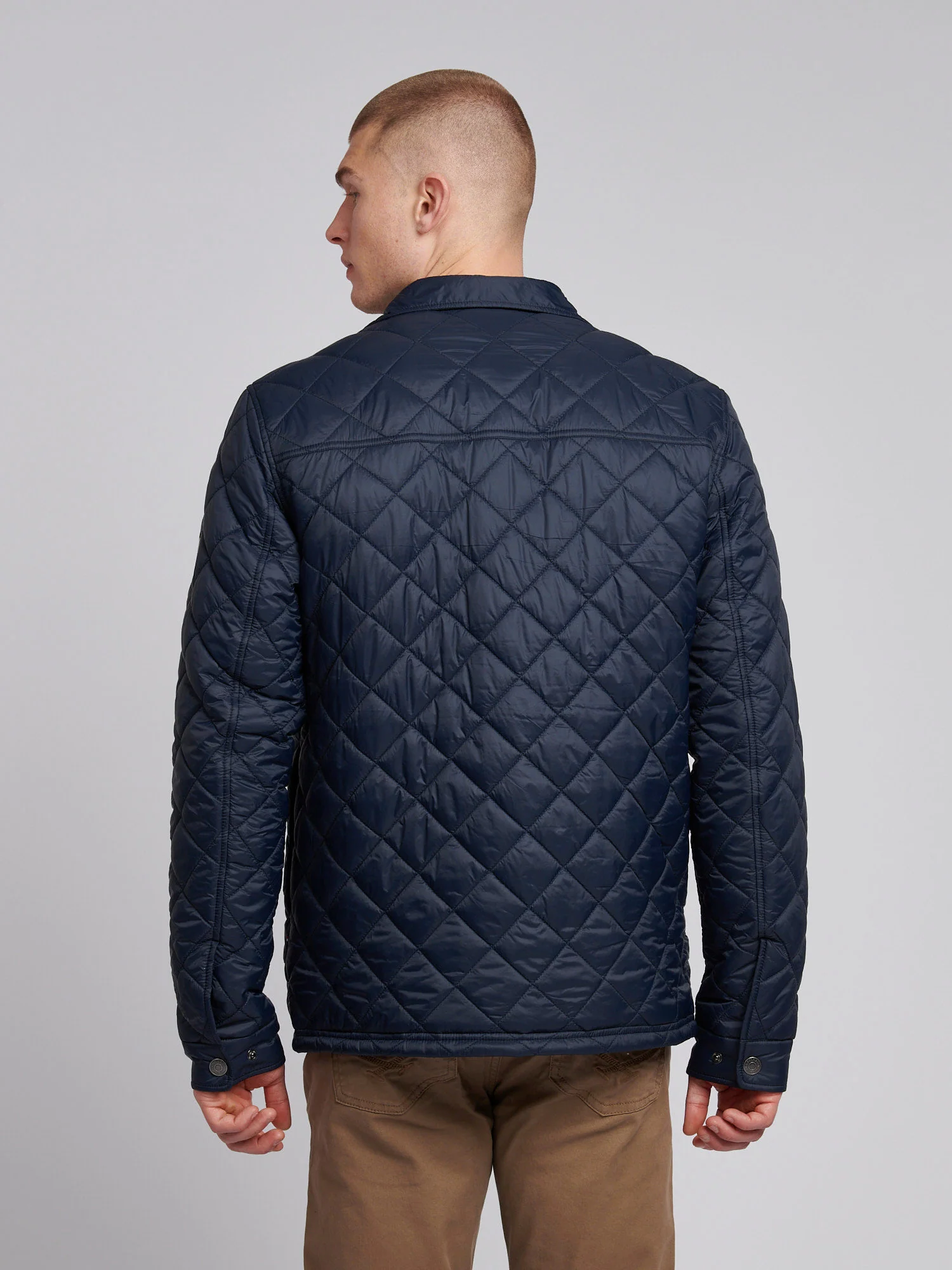 Mens Lightweight Diamond Quilted Jacket in Dark Sapphire Navy - Image 4