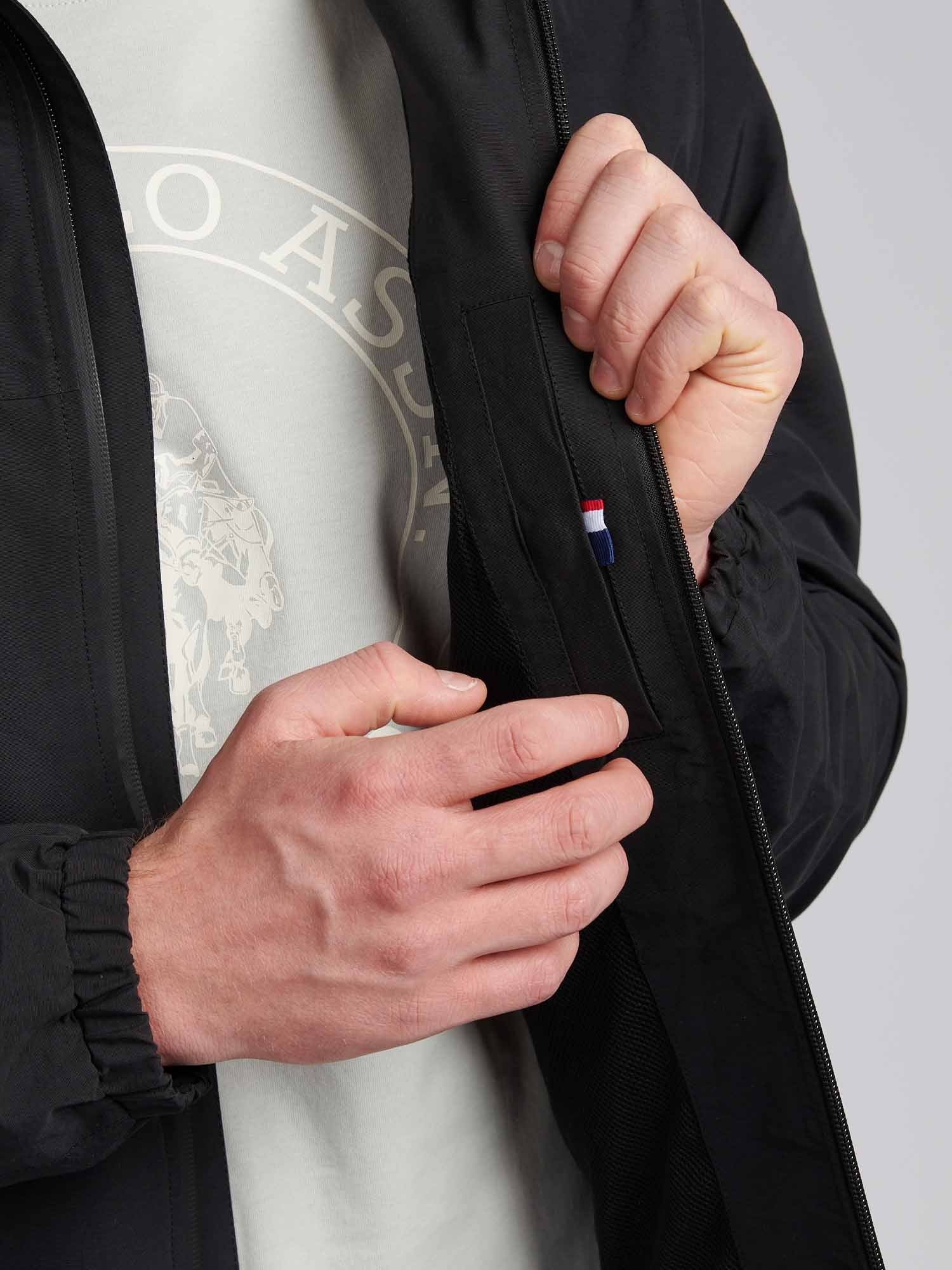 Mens Lightweight Rain Jacket in Black Bright White DHM - Image 5
