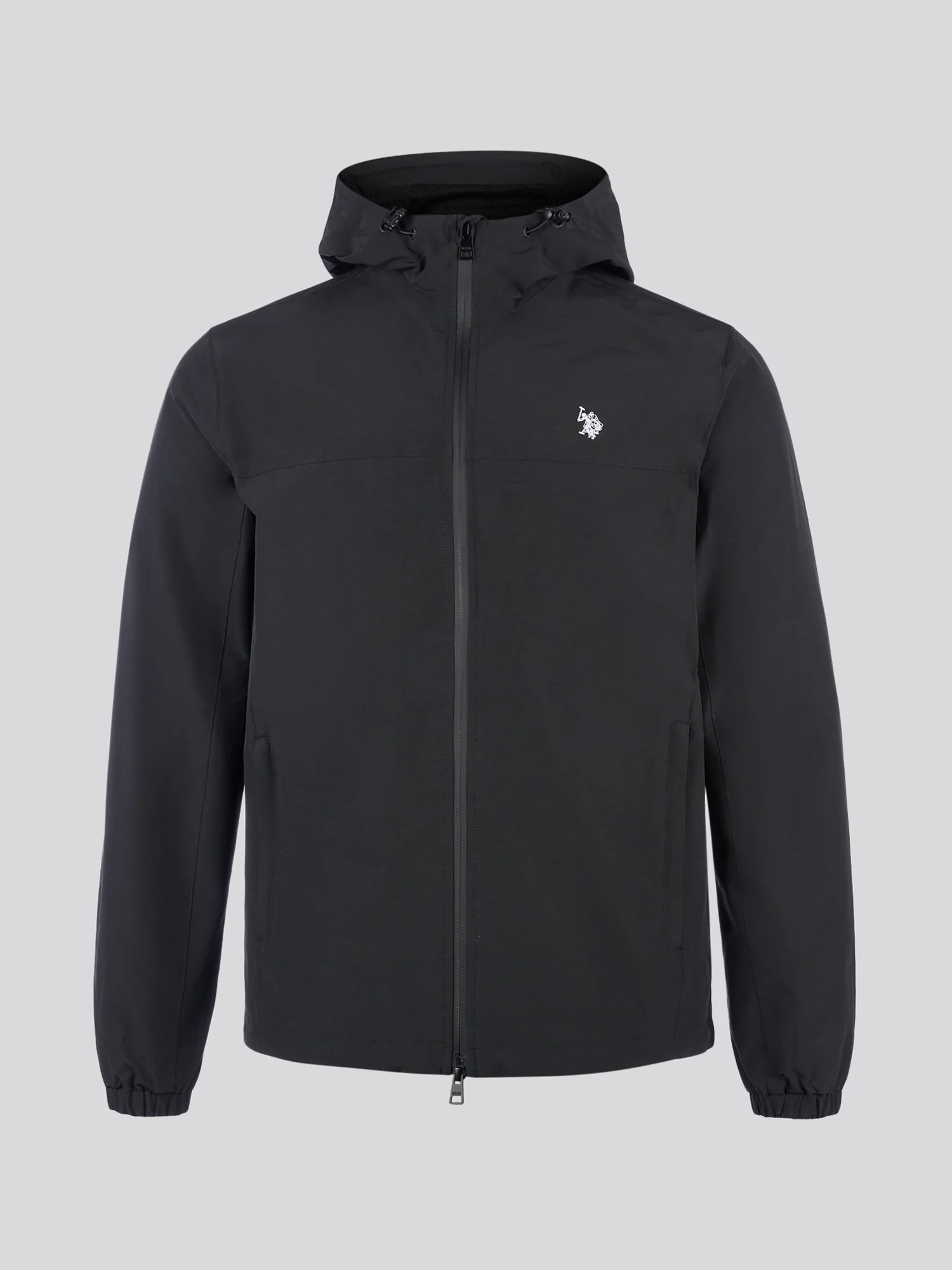 Mens Lightweight Rain Jacket in Black Bright White DHM - Image 6