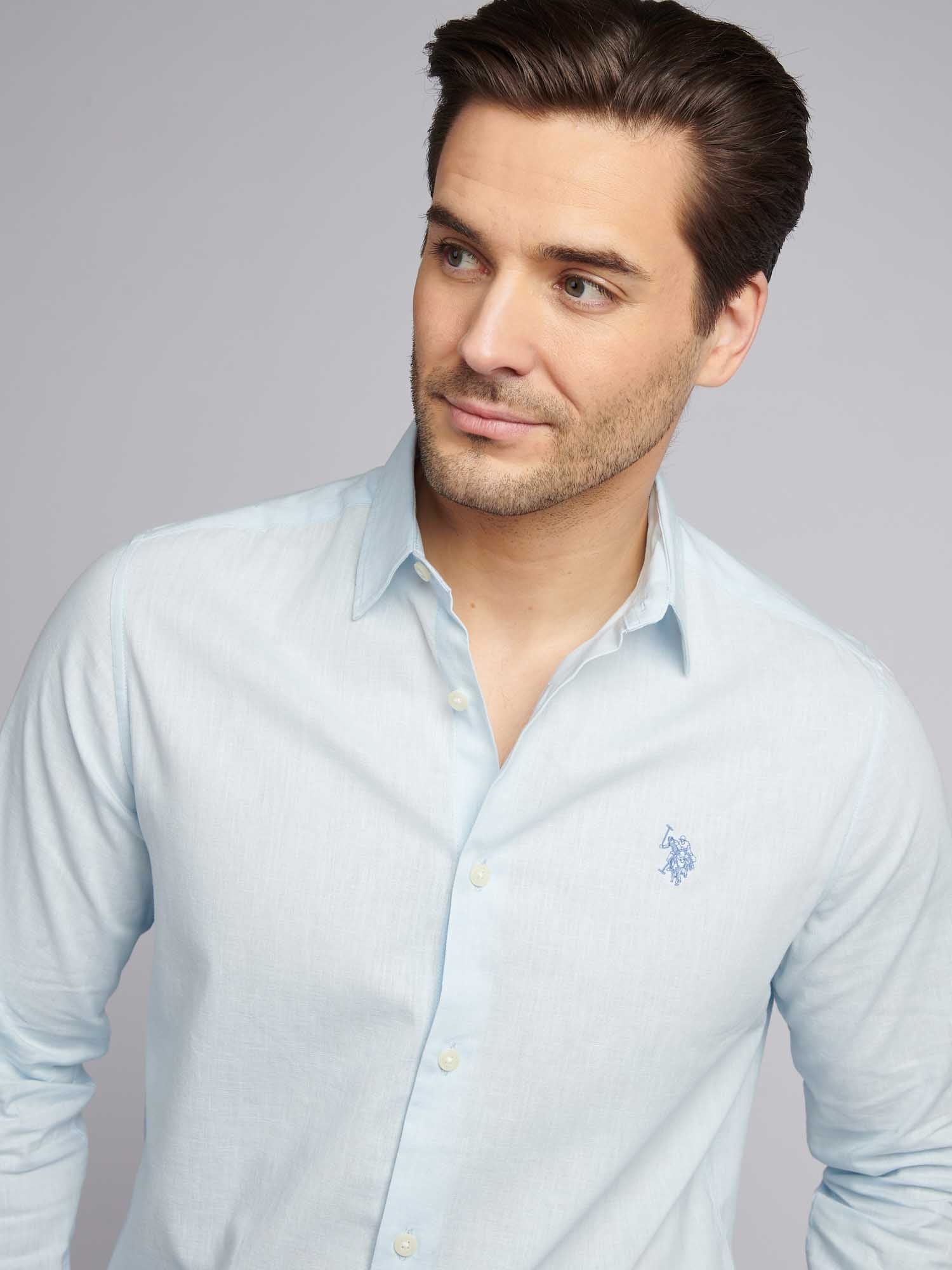 Mens Linen Blend Shirt Ice Water - Image 2