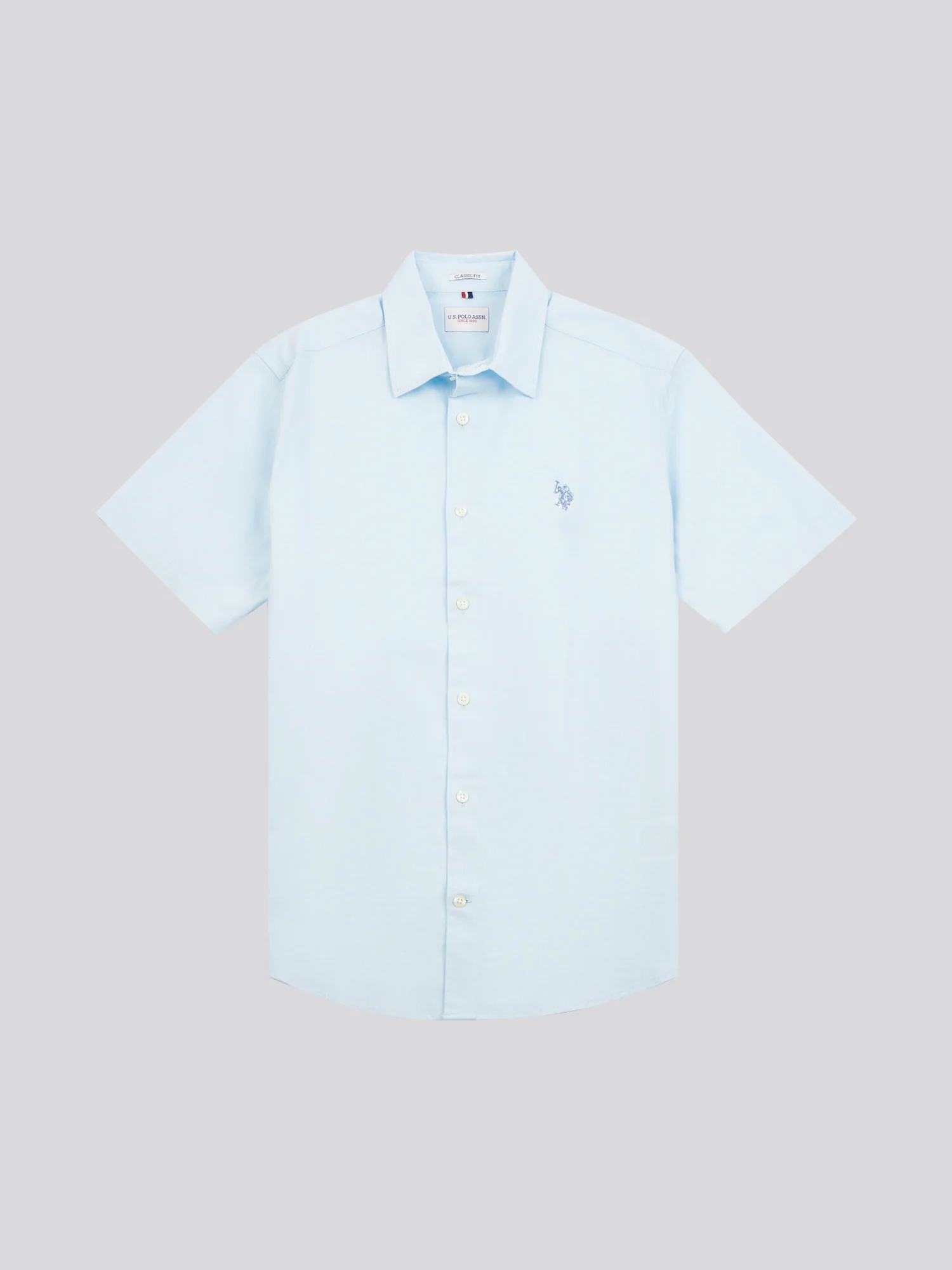 Mens Linen Blend Short Sleeve Shirt Ice Water - Image 5