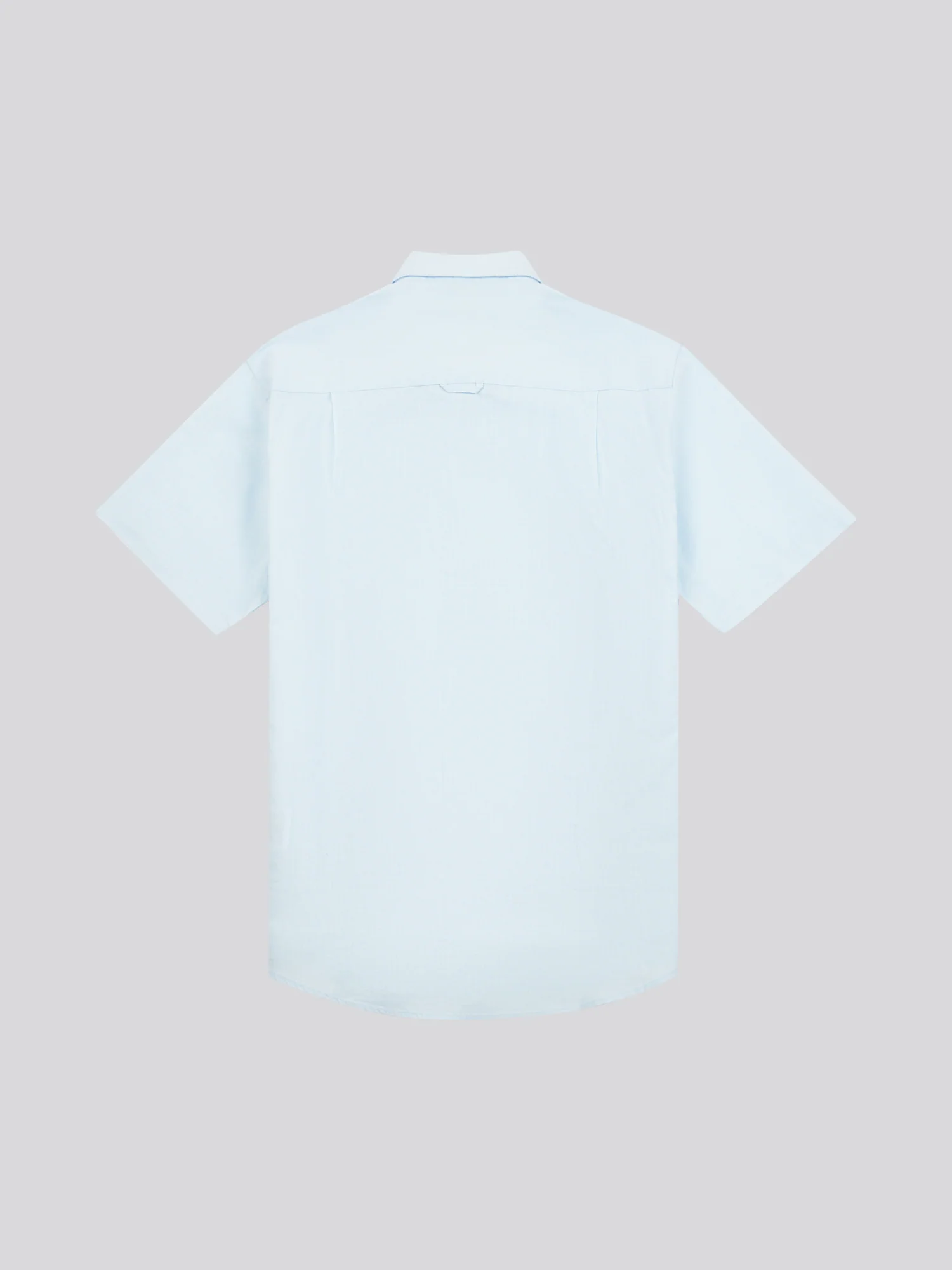 Mens Linen Blend Short Sleeve Shirt Ice Water - Image 6