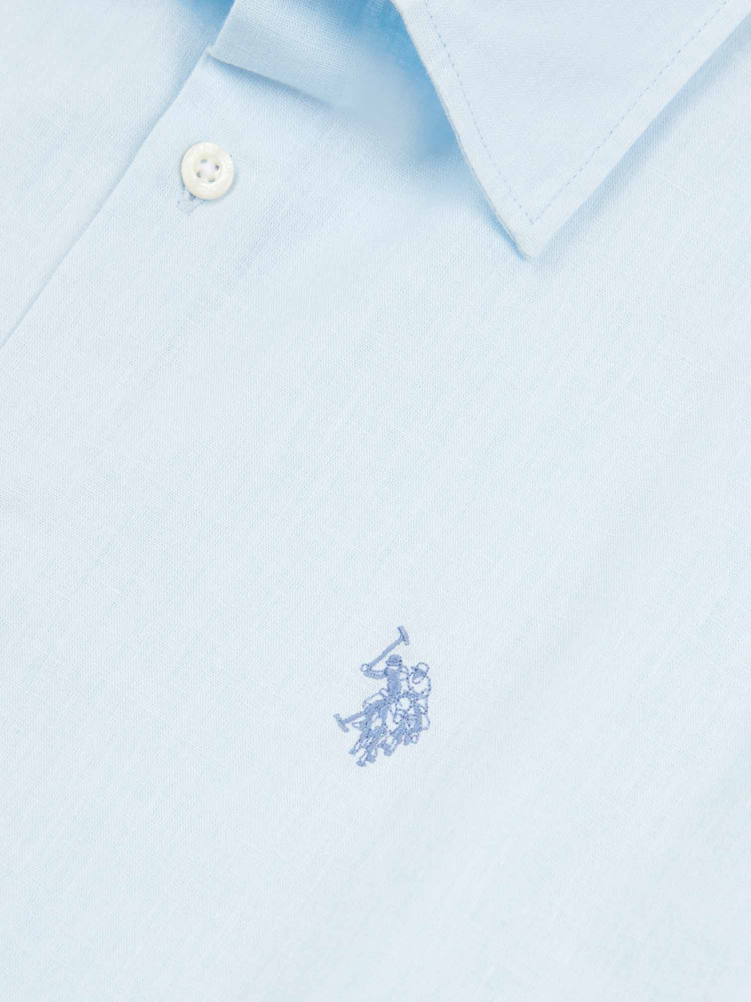 Mens Linen Blend Short Sleeve Shirt Ice Water - Image 7