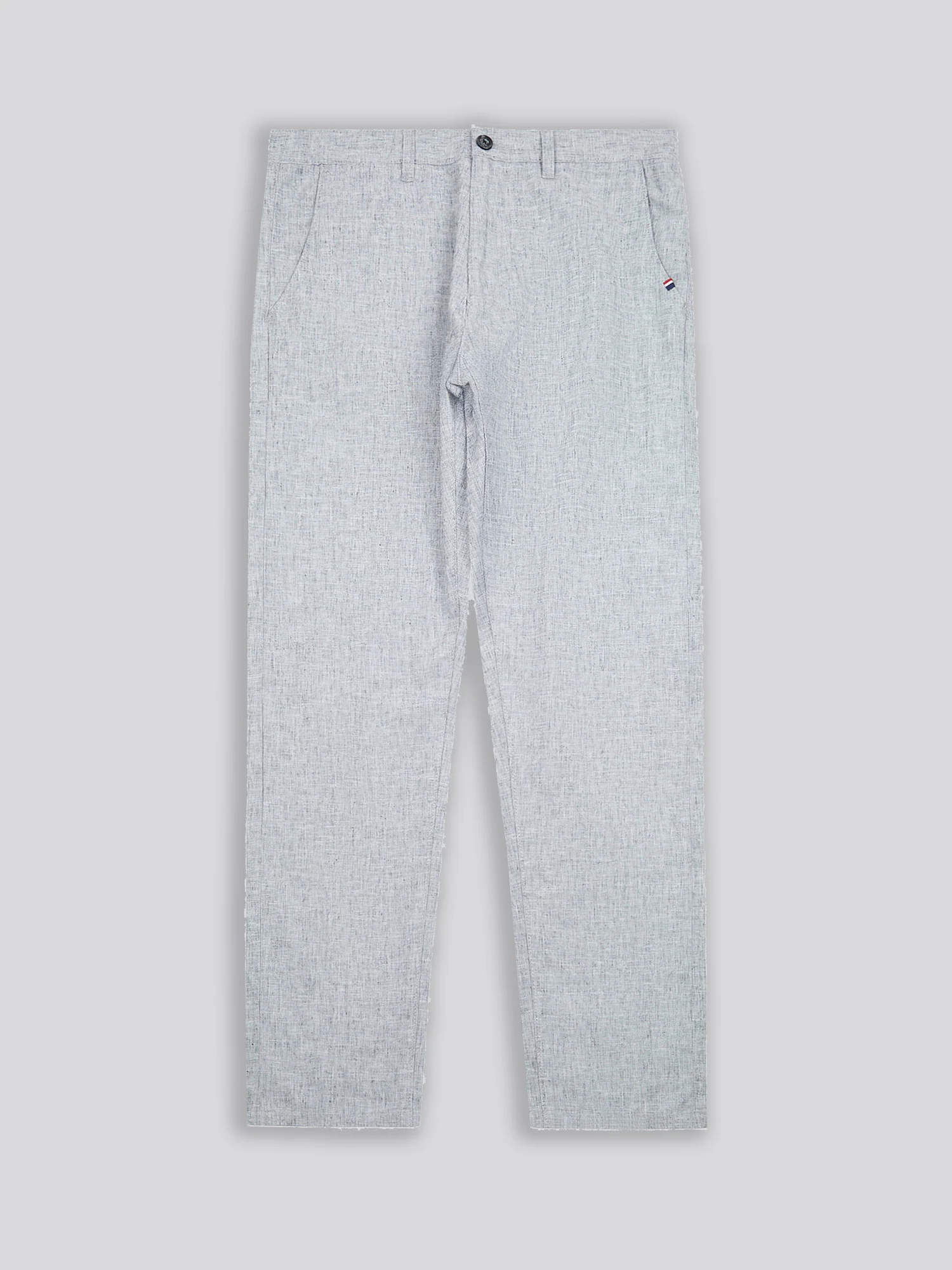Mens Linen Blend Yarn Dyed Woven Trouser in Dark Sapphire Navy / Moonlight Blue DHM - Image 6