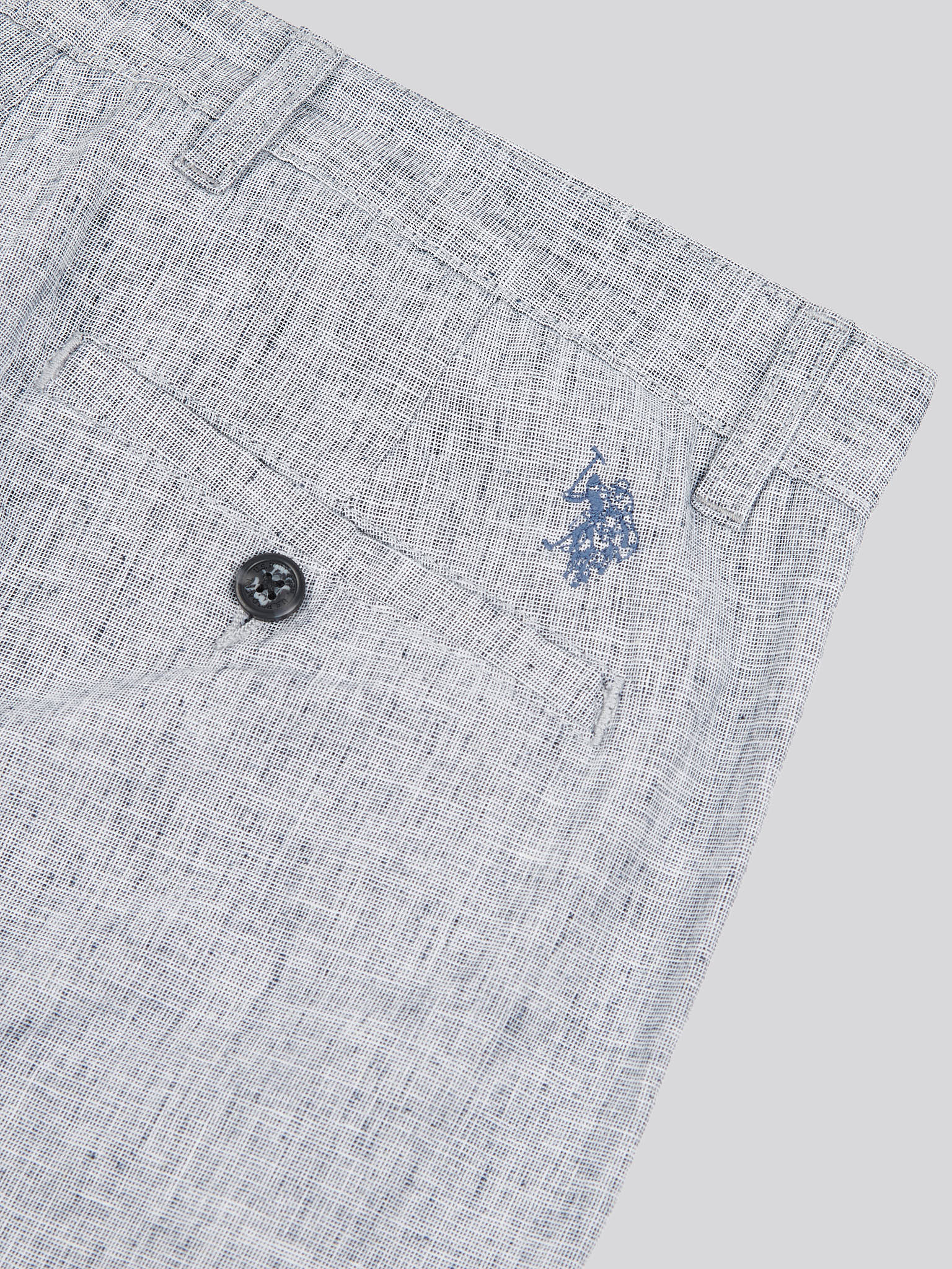 Mens Linen Blend Yarn Dyed Woven Trouser in Dark Sapphire Navy / Moonlight Blue DHM - Image 9