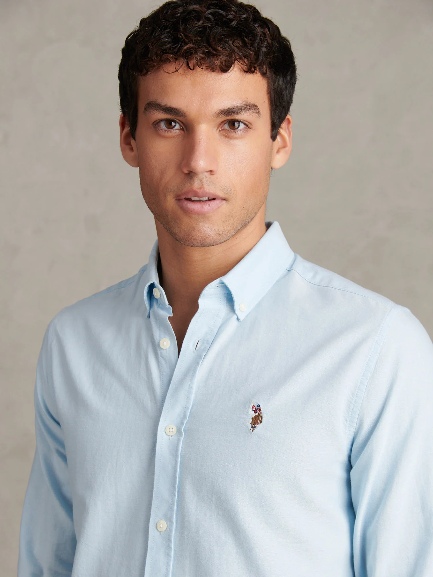 Mens Peached Oxford Shirt Ice Blue - Image 2