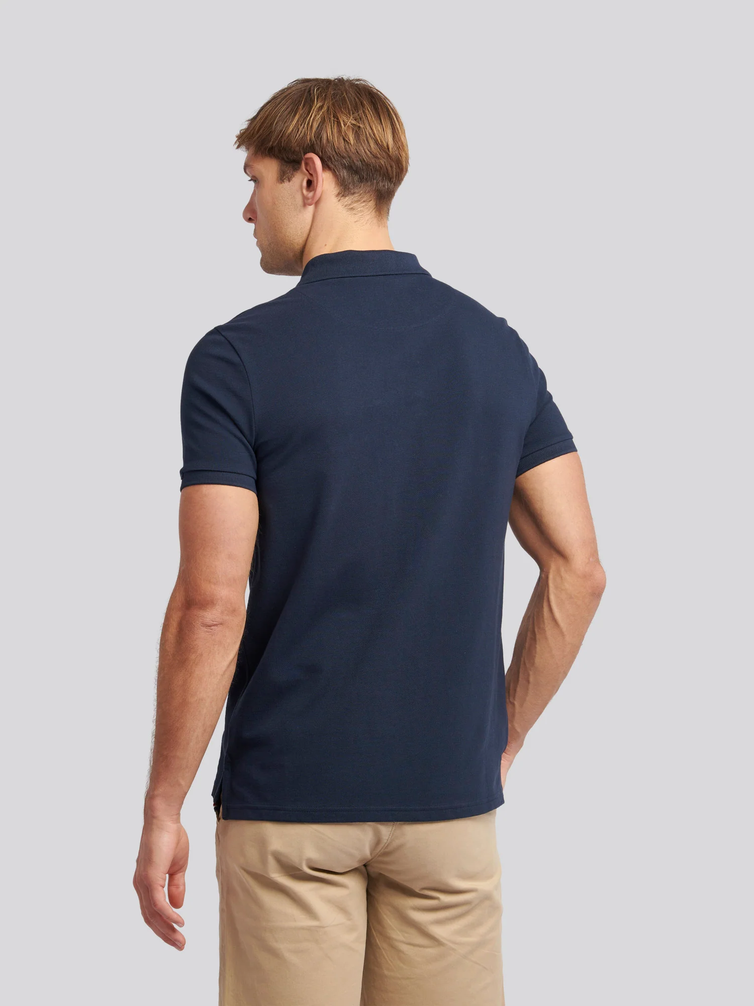 Mens Double Horsemen Polo Shirt Dark Sapphire Navy / Haute Red DHM - Image 4