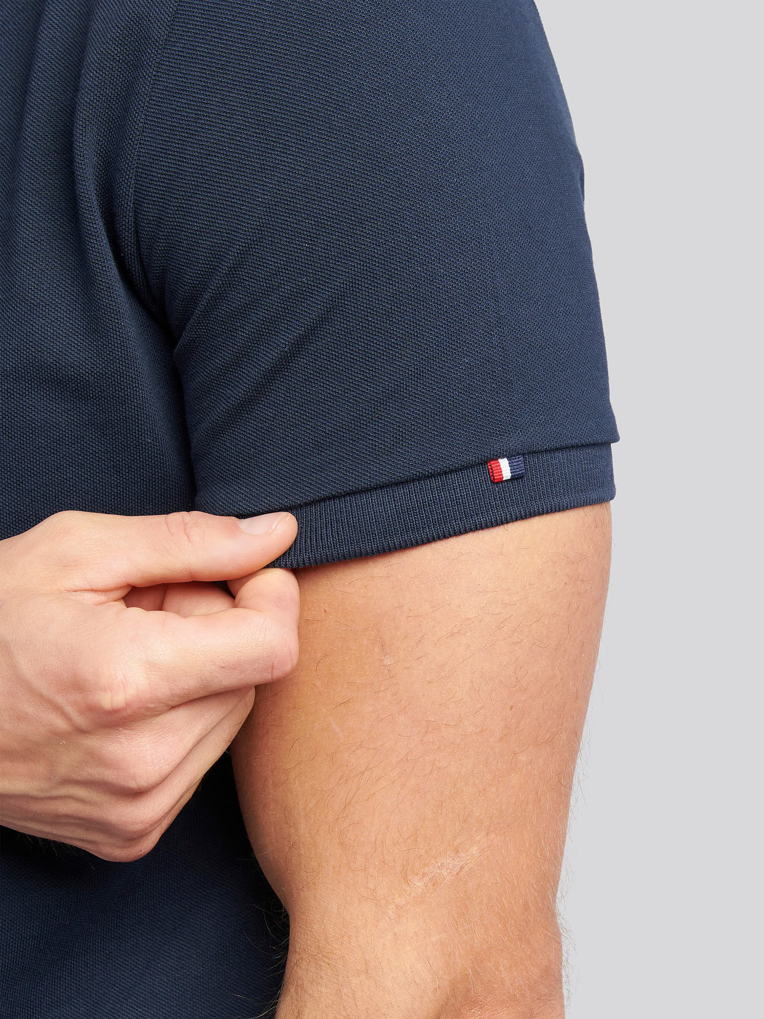 Mens Double Horsemen Polo Shirt Dark Sapphire Navy / Haute Red DHM - Image 5