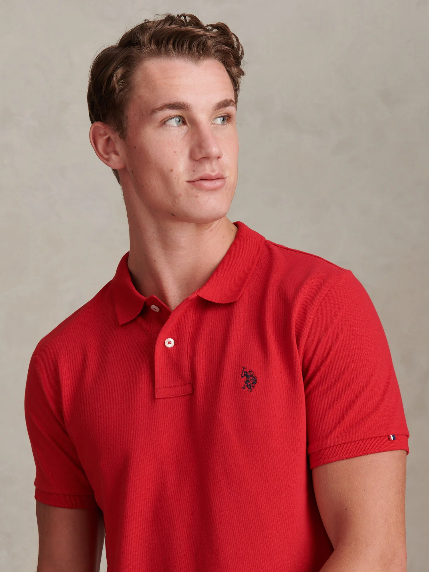 Mens Double Horsemen Polo Shirt Haute Red - Image 2