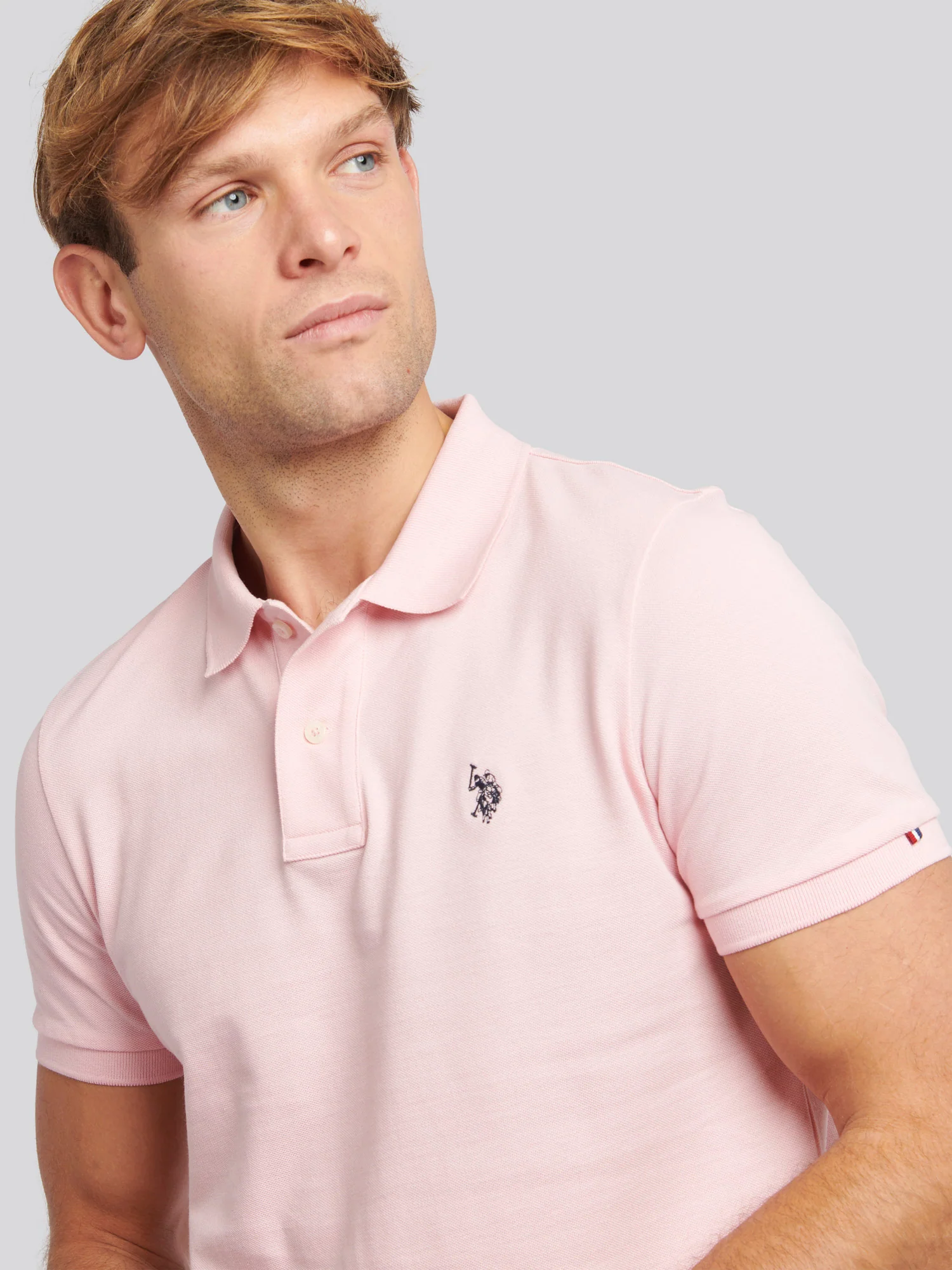 Mens Double Horsemen Polo Shirt Tickled Pink - Image 2
