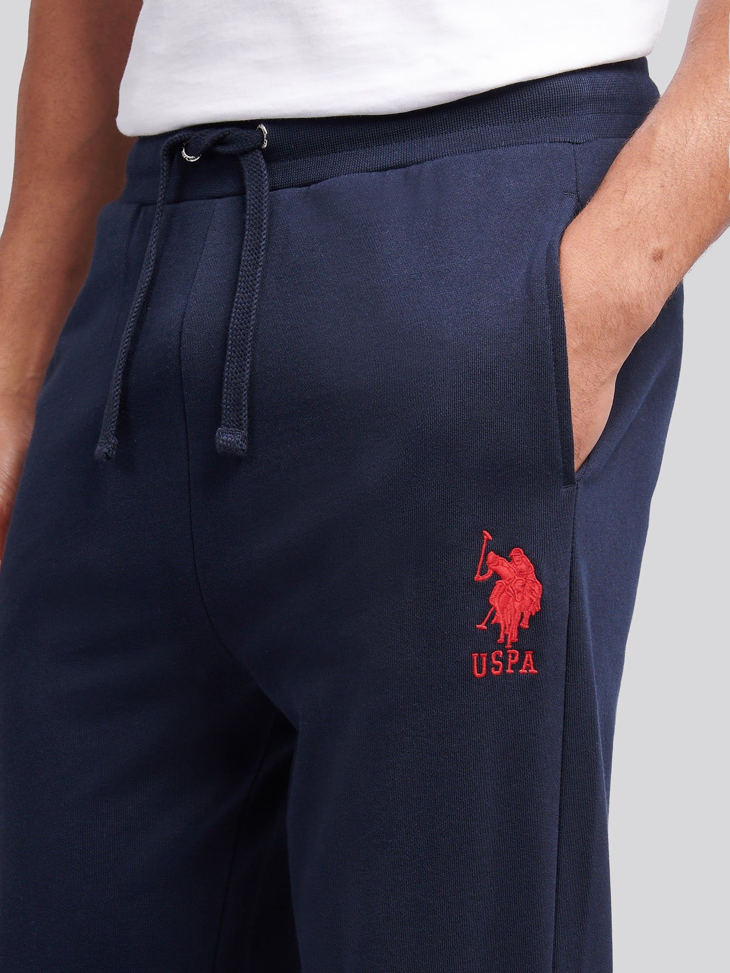 Mens Player 3 Loopback Jogger in Dark Sapphire Navy / Haute Red DHM - Image 2