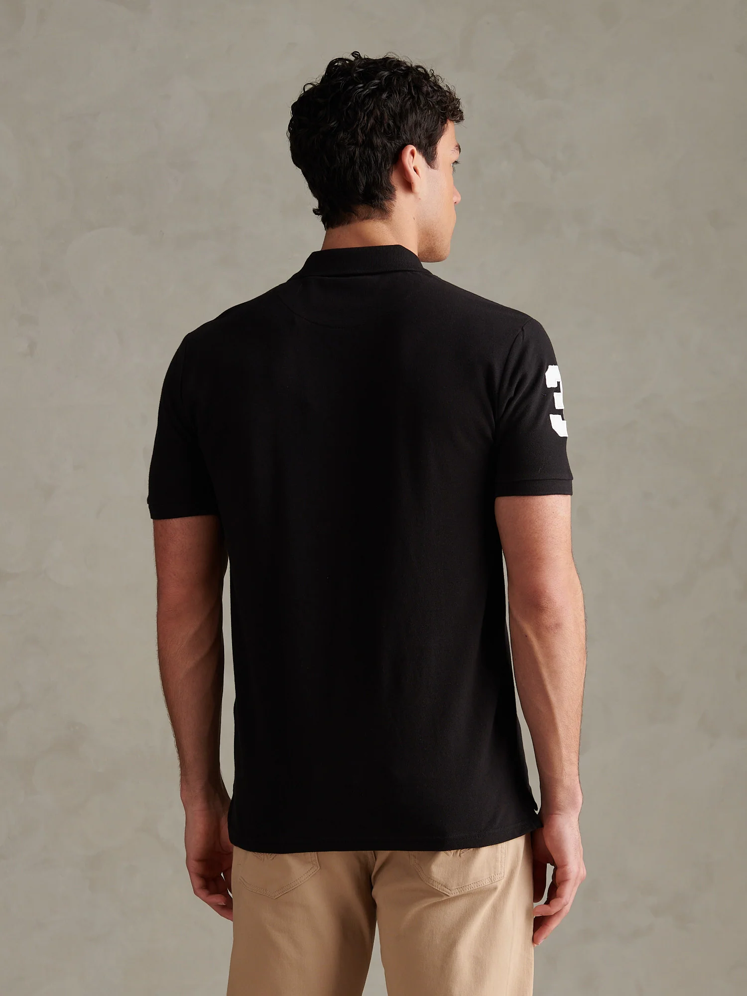 Mens Player 3 Polo Shirt Black Bright White DHM - Image 4