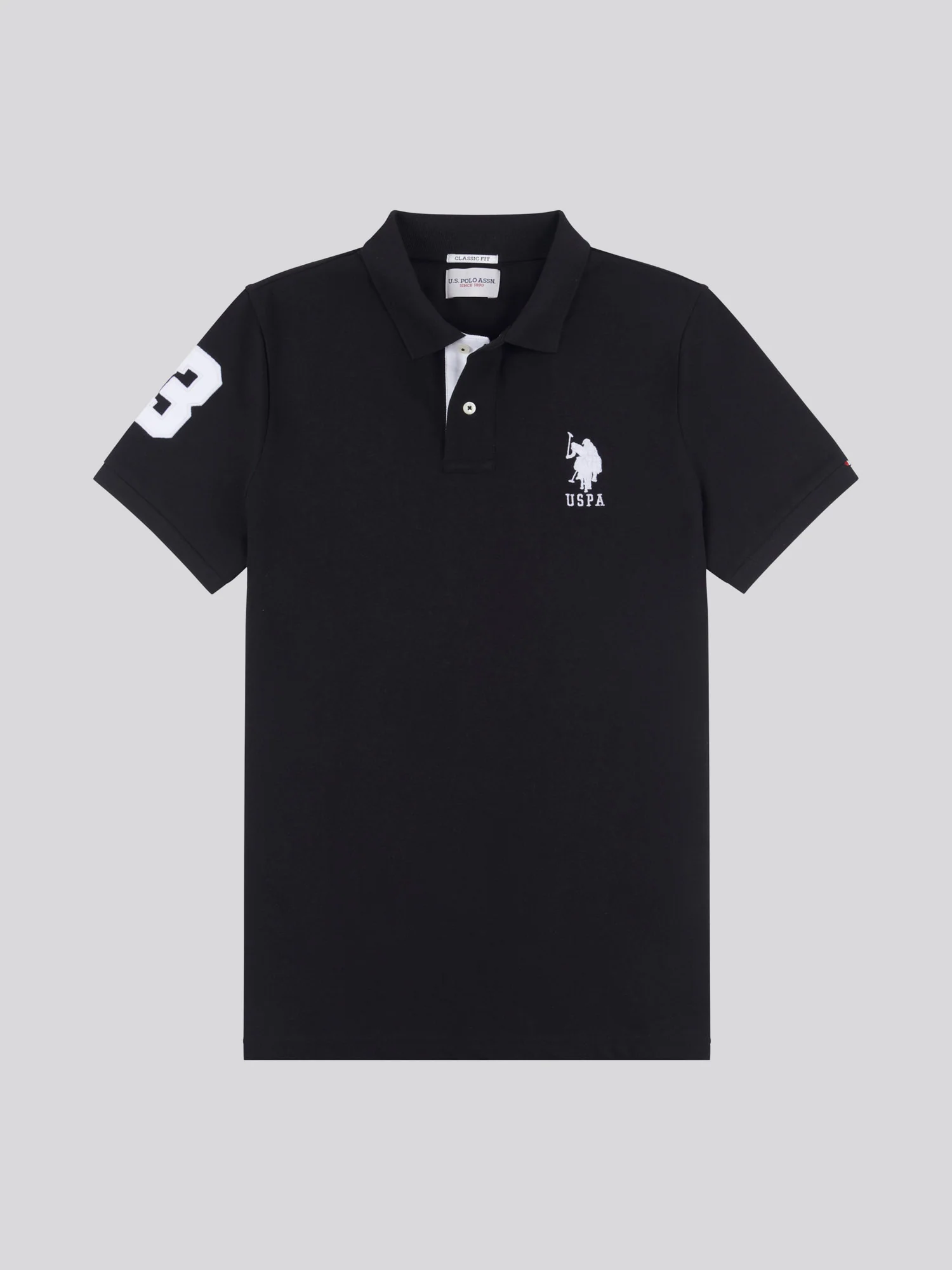 Mens Player 3 Polo Shirt Black Bright White DHM - Image 6