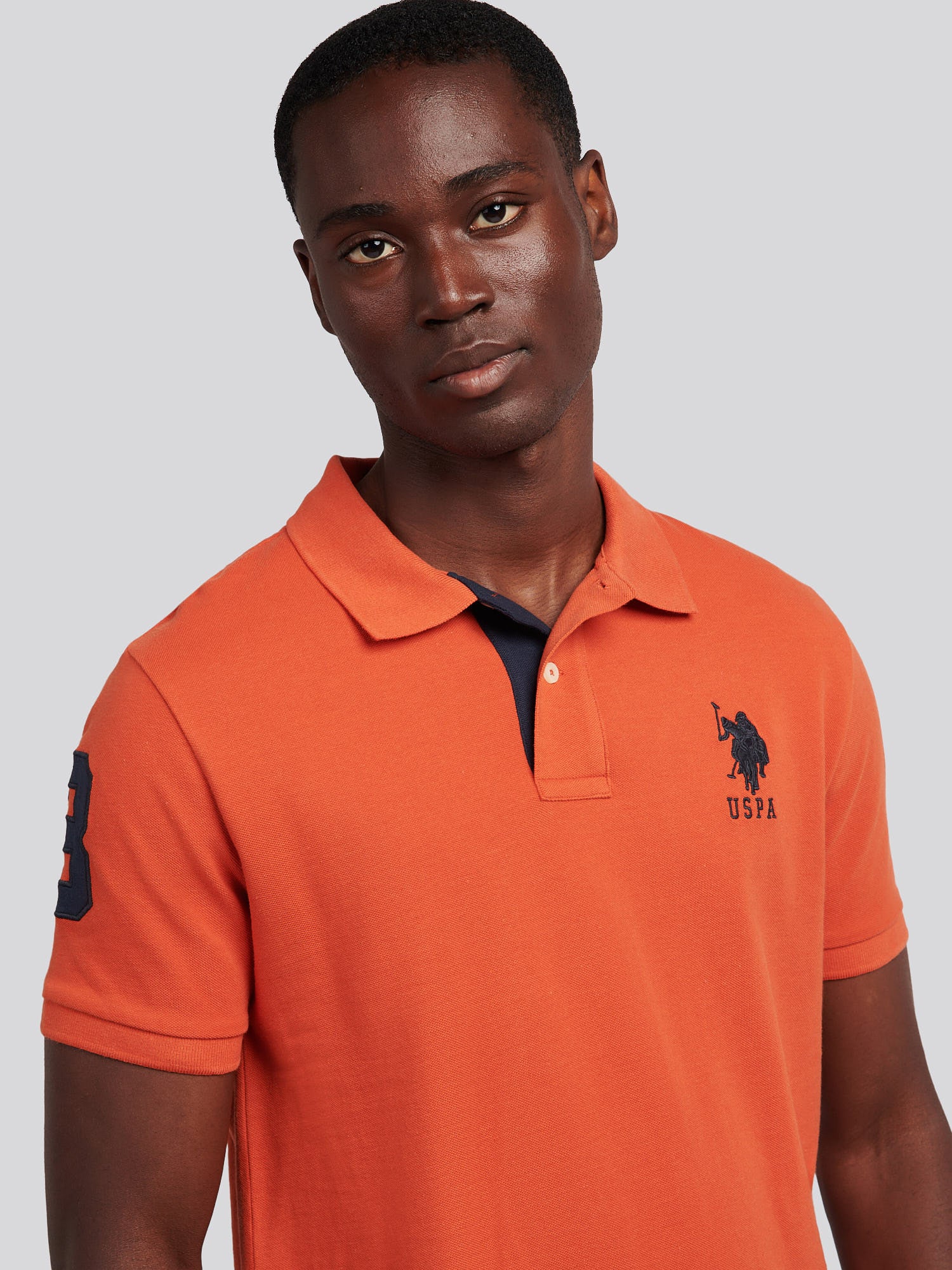 Mens Player 3 Polo Shirt Burnt Ochre - Image 2
