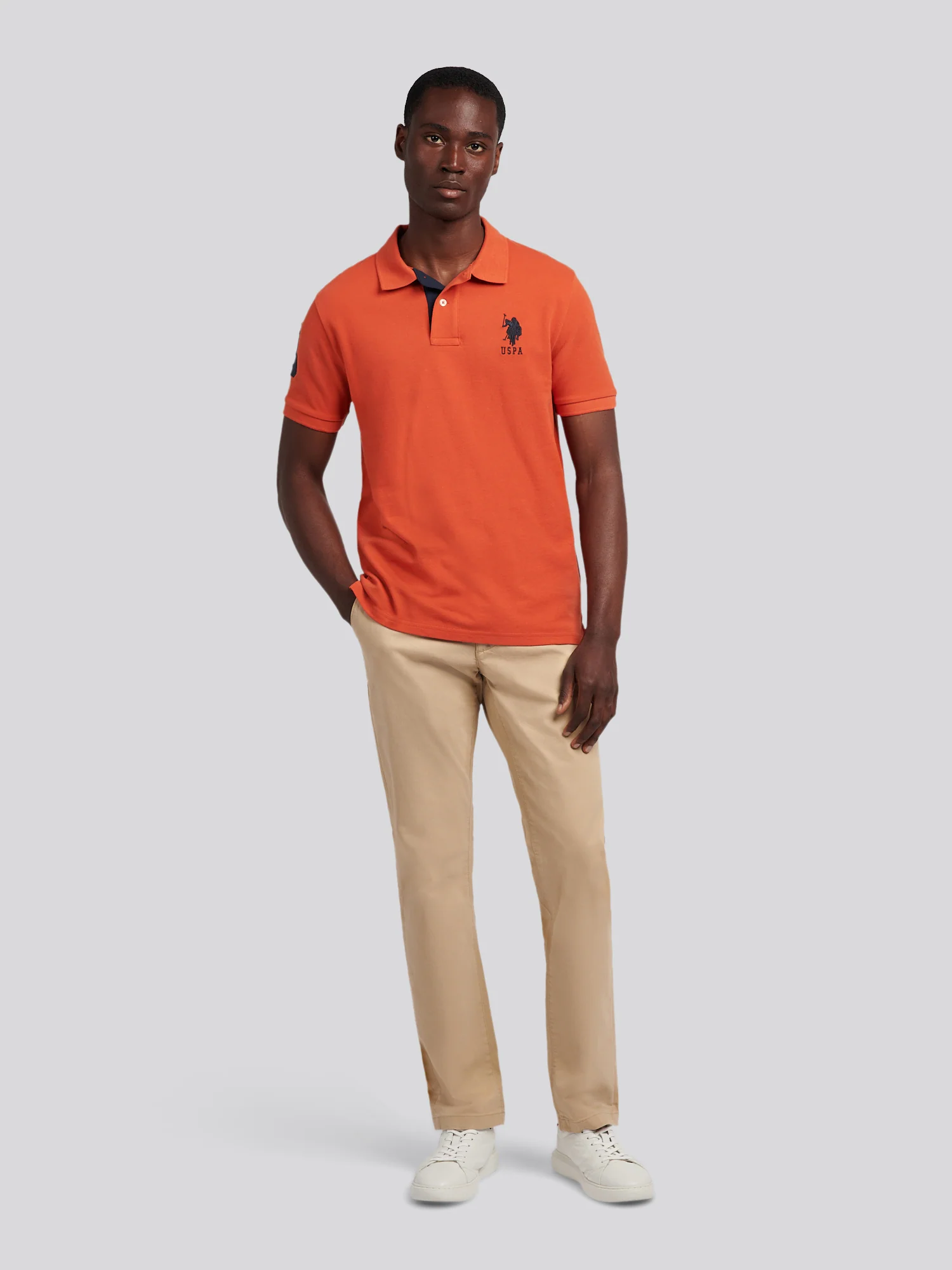 Mens Player 3 Polo Shirt Burnt Ochre - Image 4