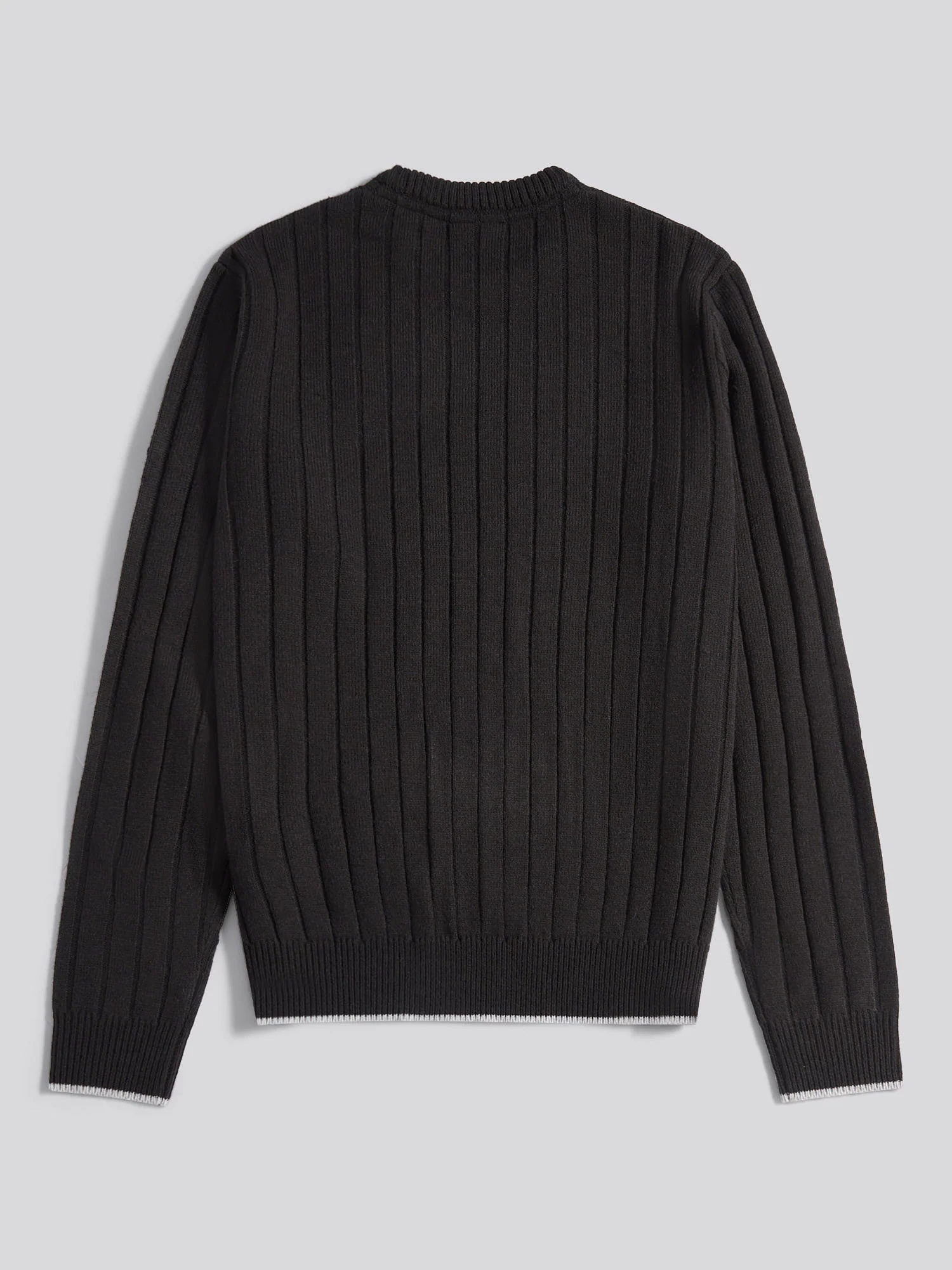 Mens Rib Knit Crew in Black - Image 6