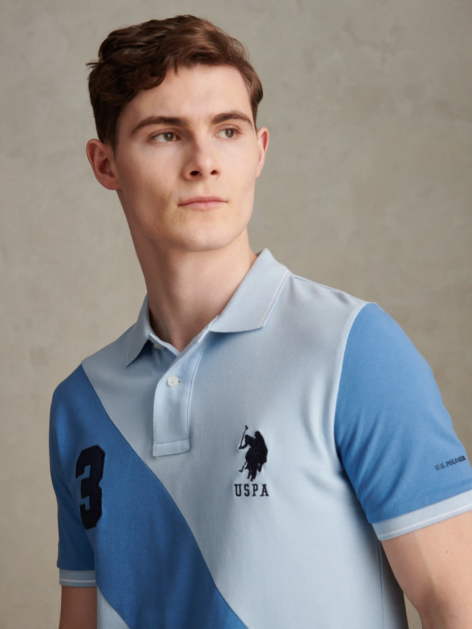 Mens Sash Pique Polo Shirt Chambray Blue - Image 2