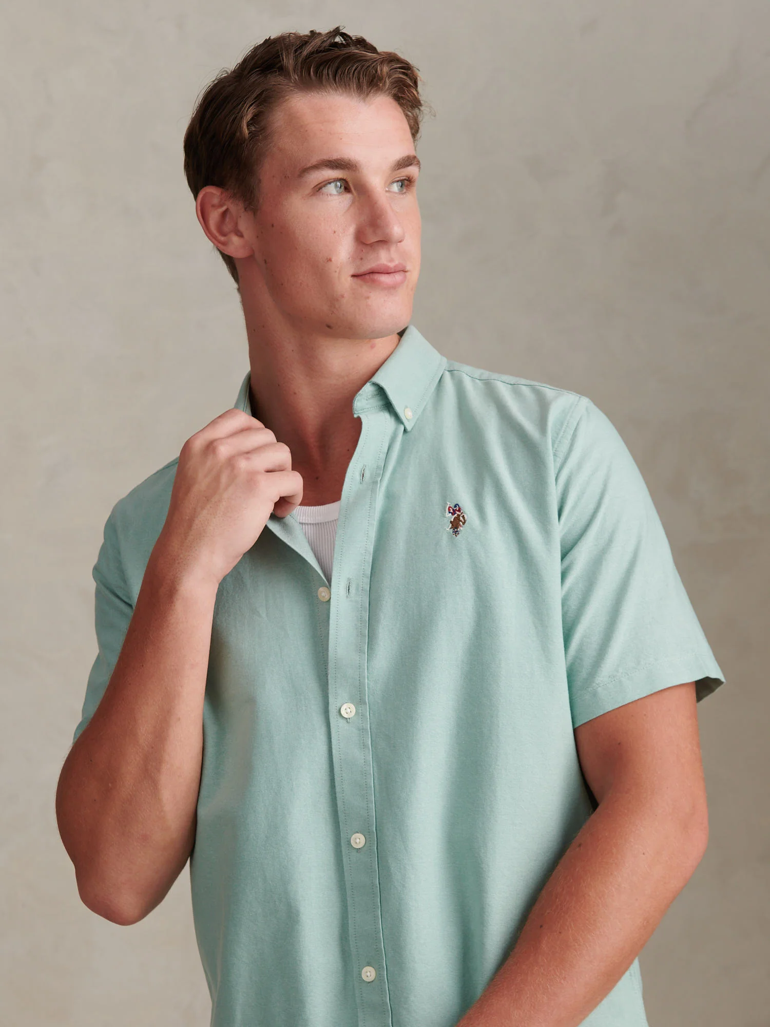 Mens Short Sleeve Oxford Shirt Aquifer - Image 2