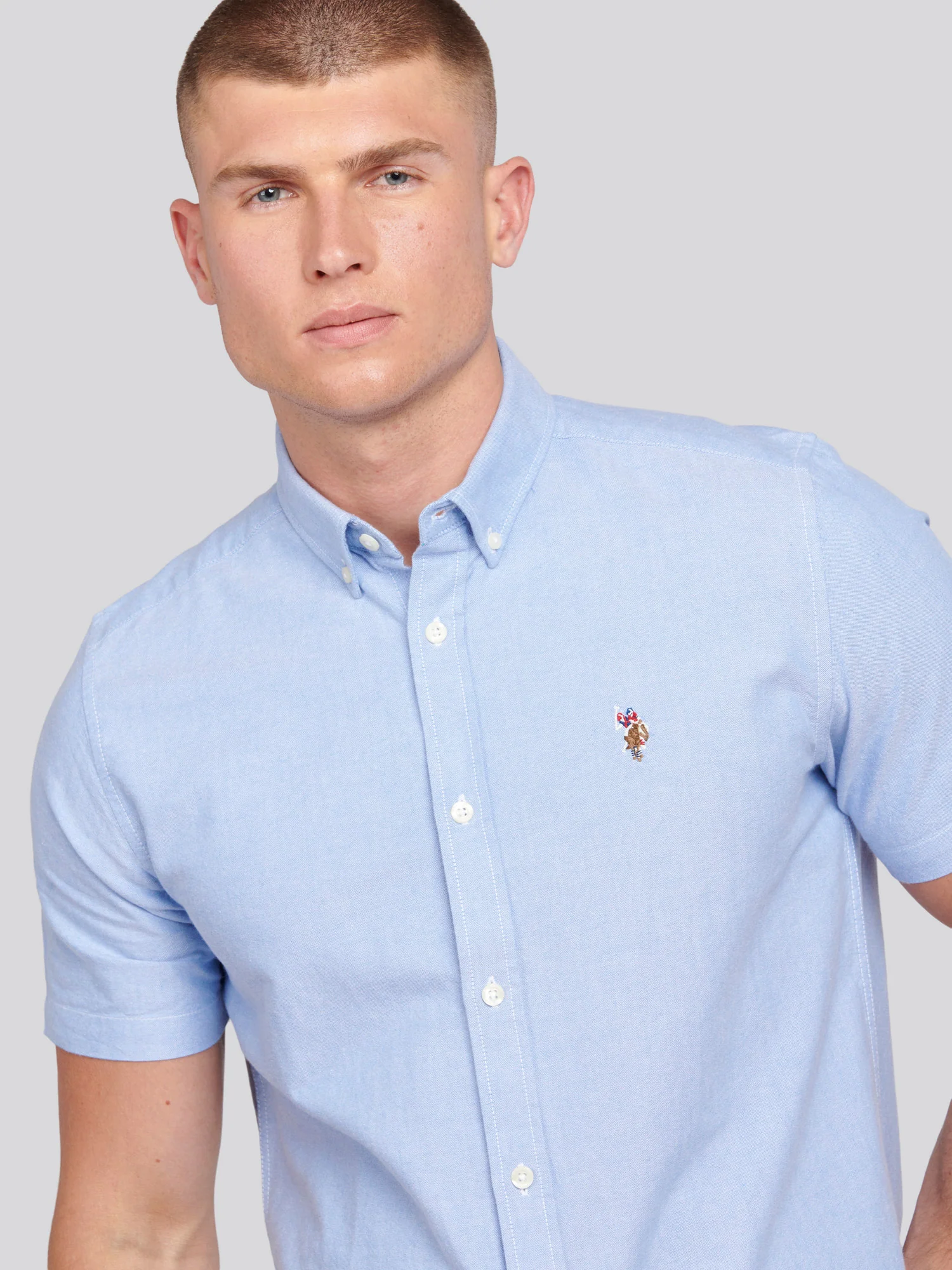Mens  Short Sleeve Oxford Shirt Blue Yonder - Image 2